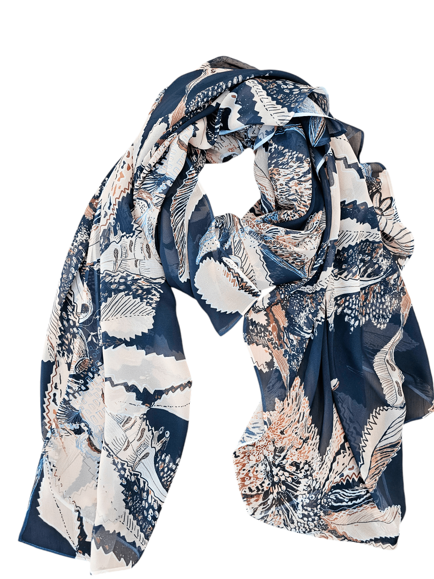 Silken Chic Scarves - Tawny Sawtooth Banksia Scarf The Spotted Quoll Studio 