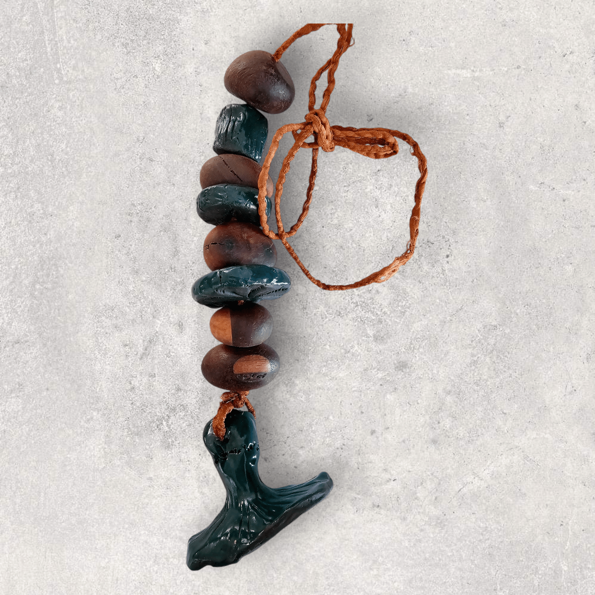 Natural Forest & Peacock- Ceramics by Meek Mud ceramics meek mud Black Forest & Wooden Hanger (210mm) 