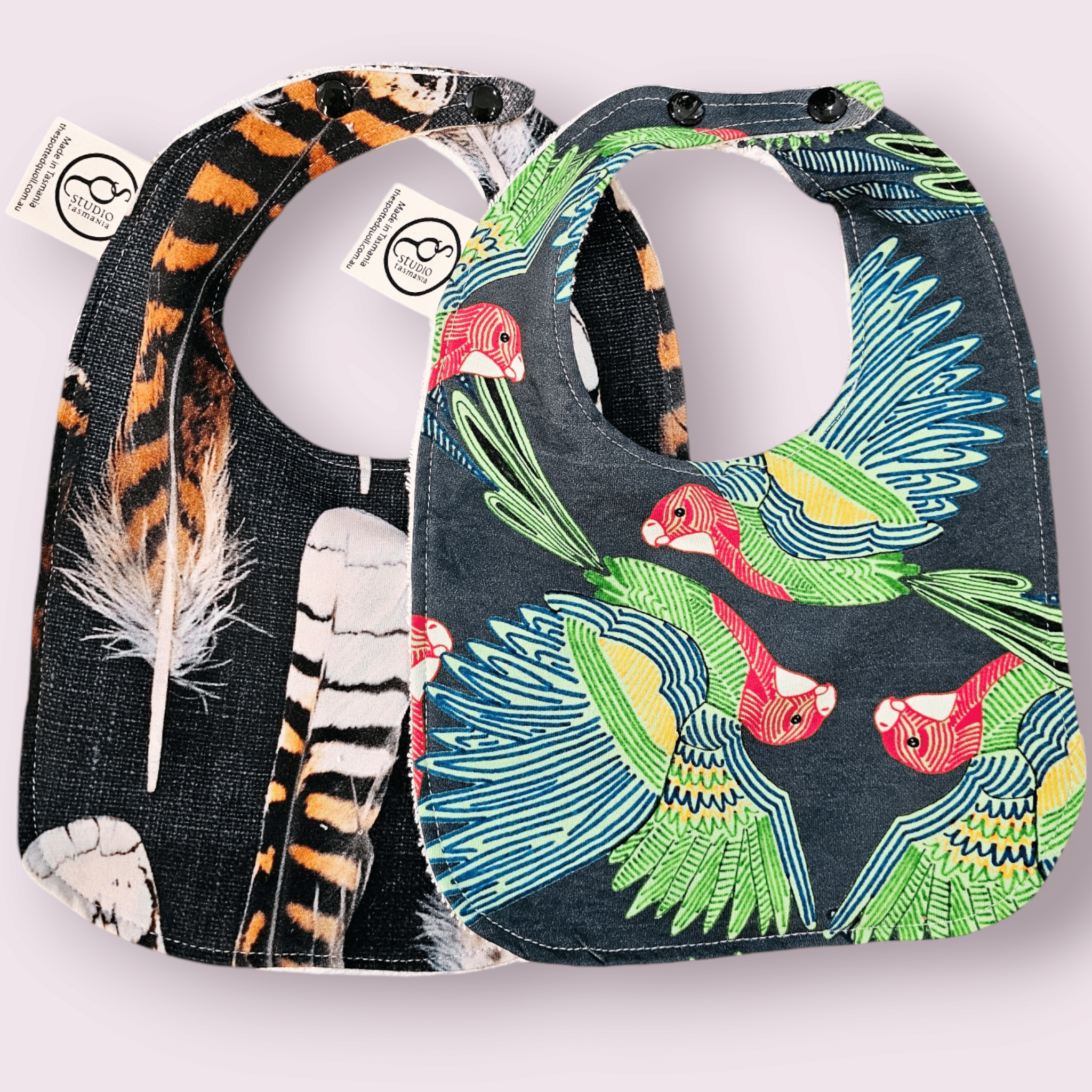 Bibs - Spotted Quoll Studio Bibs Little Lissa Loo Feather & Rosella Twin Pack 