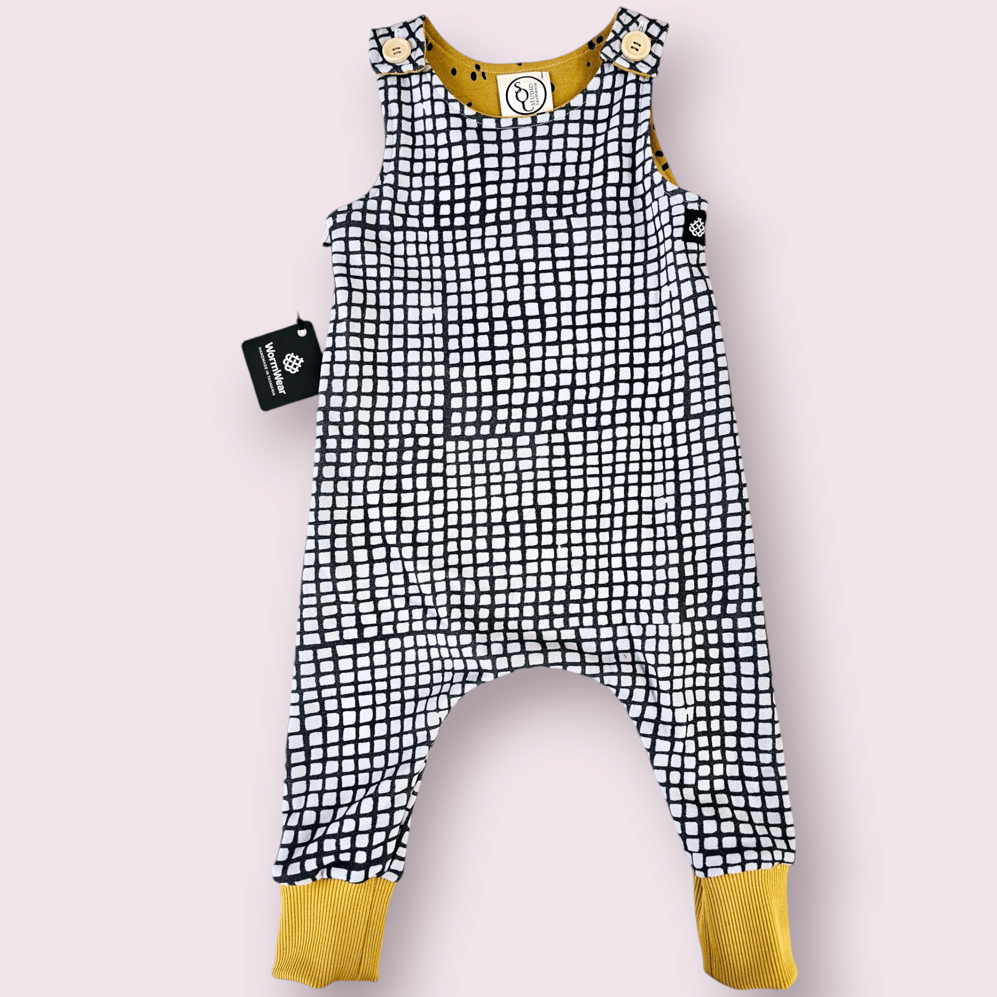 Baby Bodysuits - Worm Wear Tasmania Bodysuits Worm Wear Tasmania 1 Jumpsuit Tesselated Pavement & Mustard