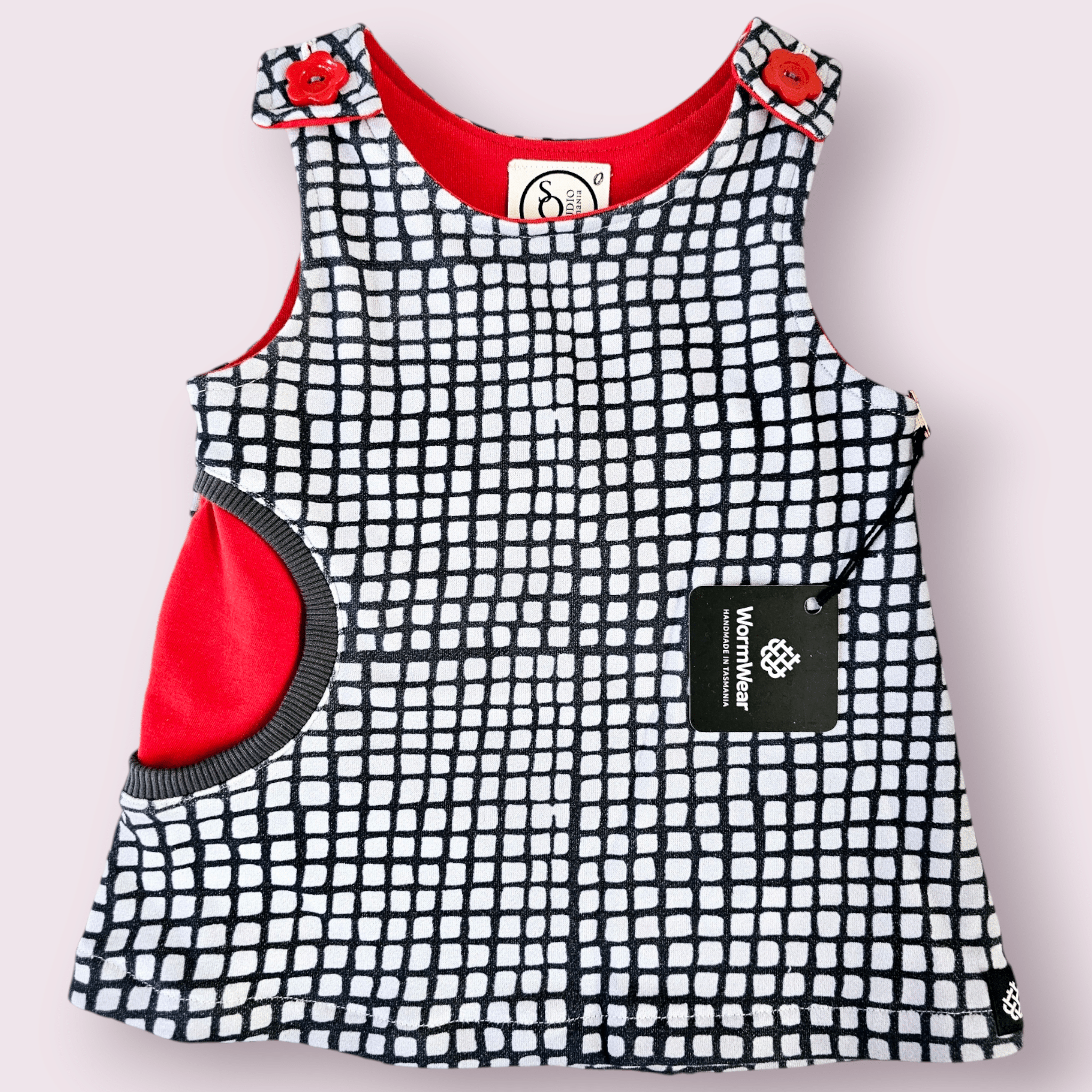 Baby Bodysuits - Worm Wear Tasmania Bodysuits Worm Wear Tasmania 0 Pini Dress Tesselated Pavement & Red