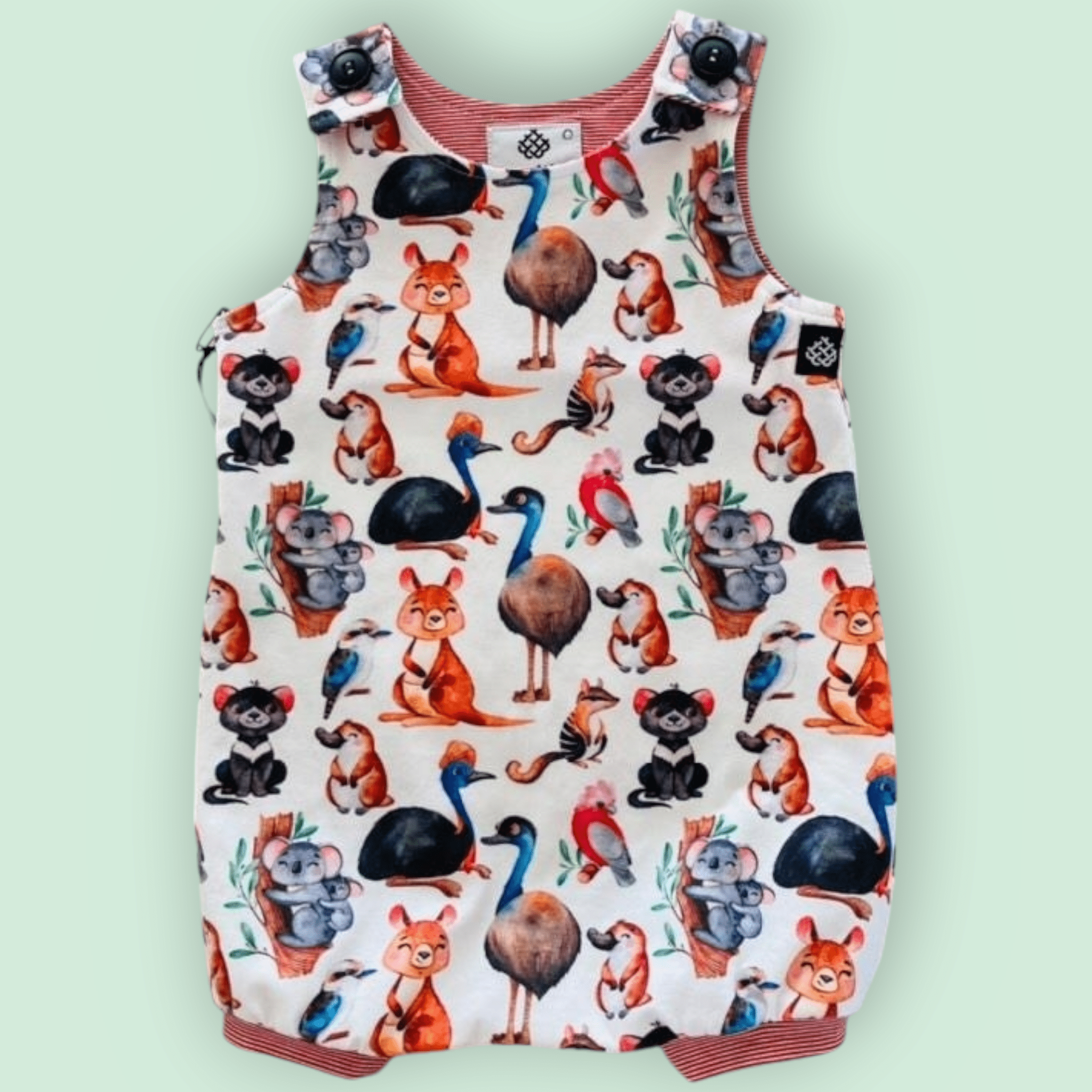 Baby Bodysuits - Worm Wear Tasmania Bodysuits Worm Wear Tasmania 0 Jumpsuit Aussie Animals White & Red