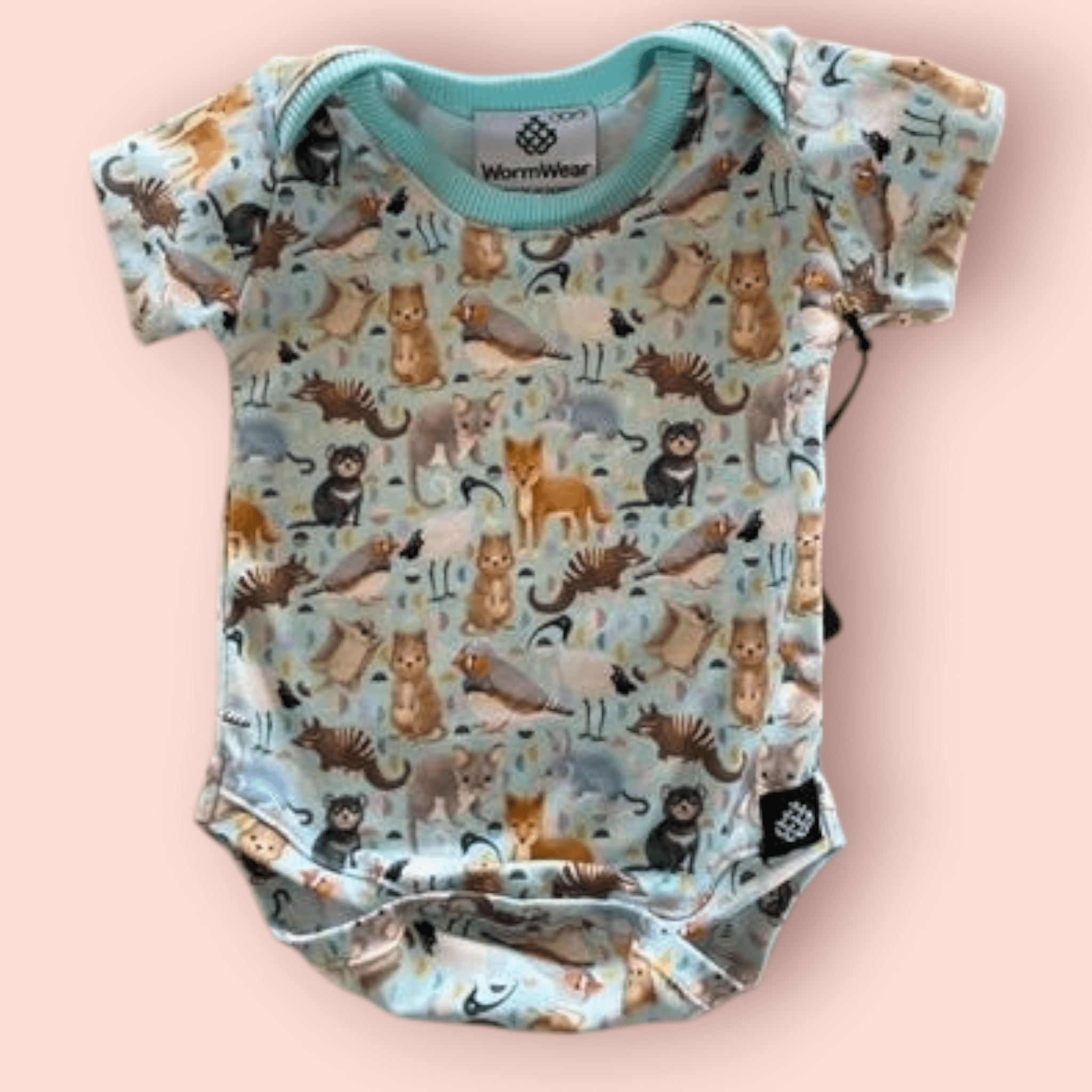 Baby Bodysuits - Worm Wear Tasmania Bodysuits Worm Wear Tasmania 0 Bodysuit Mint Aussie Animals