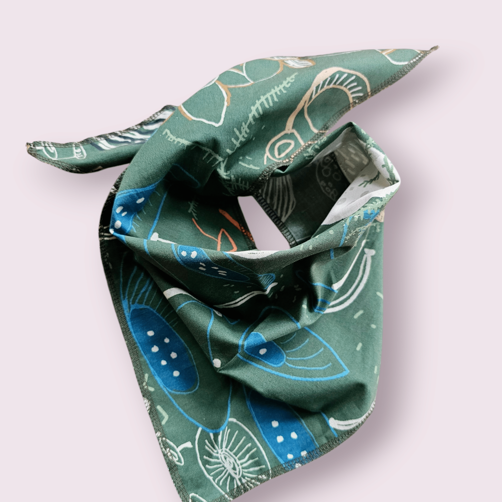 Re-imagined Pet Bandana - Organic Cotton Pet Door Accessories The Spotted Quoll Organic Cotton Tassie Fungi 