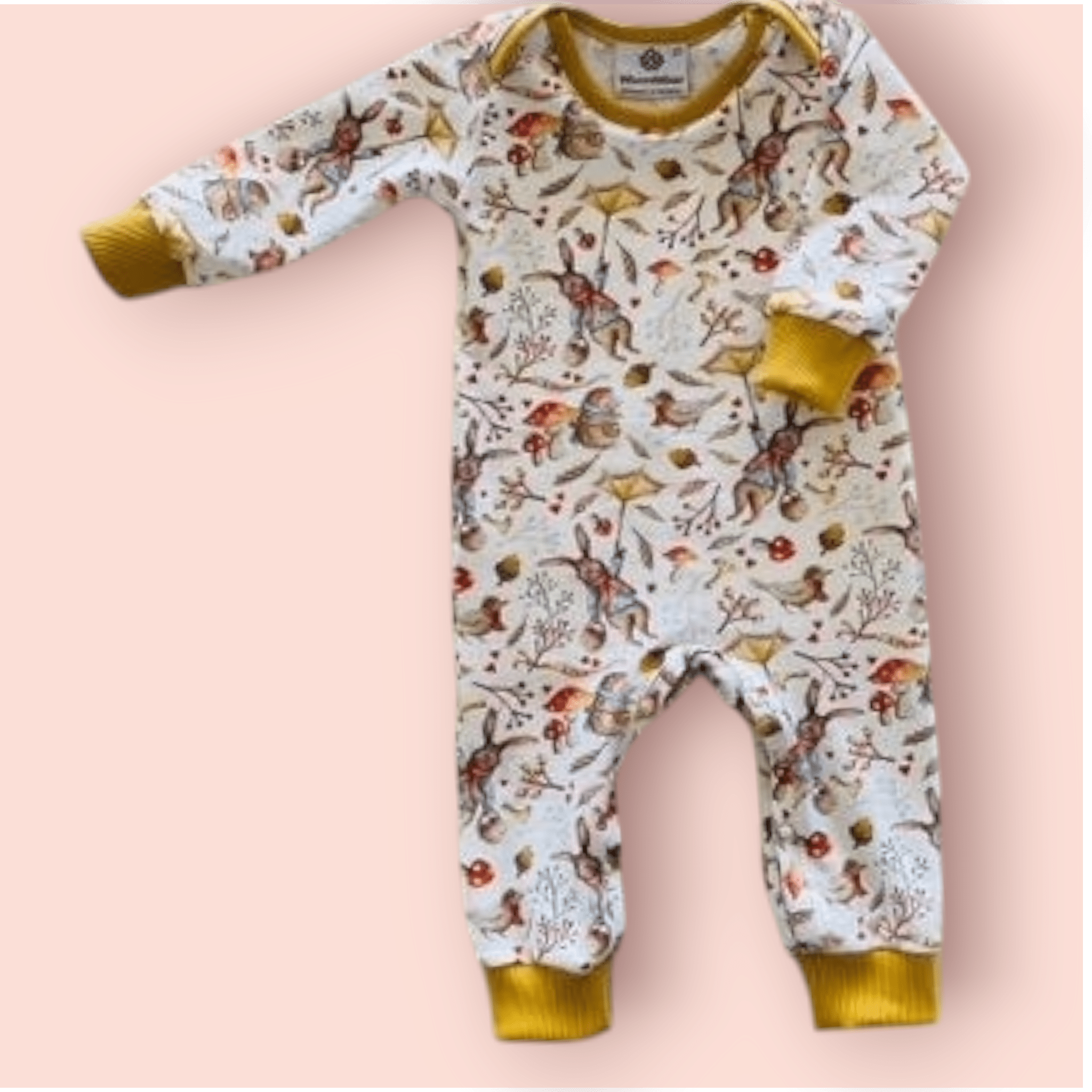 Baby Bodysuits - Worm Wear Tasmania Bodysuits Worm Wear Tasmania 0 Winter Bodysuit Autumn Mustard Rabbits