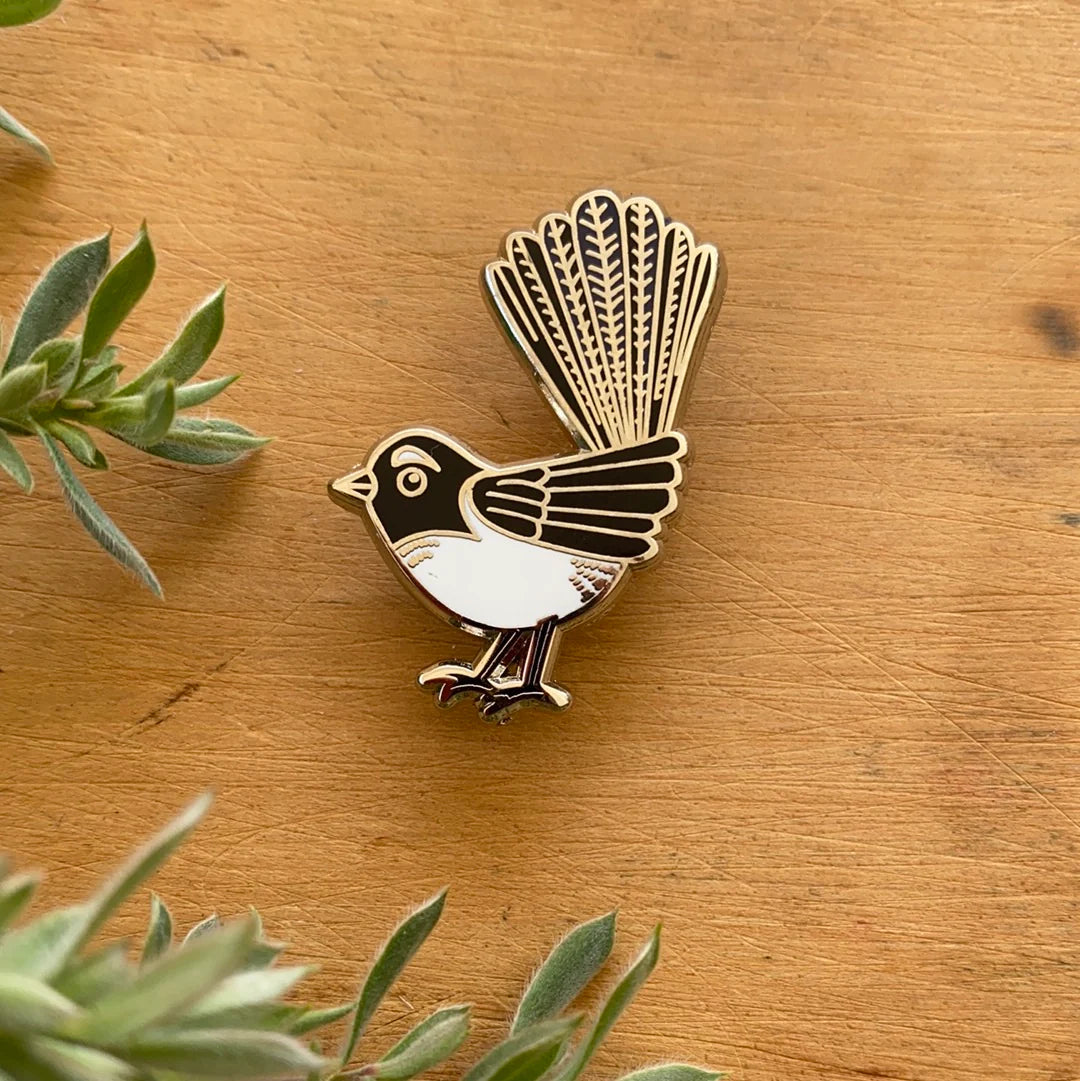 Tasmanian Enamel Pins by Pigment brooch Pigment Willy Wagtail 
