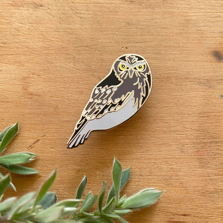 Tasmanian Enamel Pins by Pigment brooch Pigment Southern Boobook Owl 