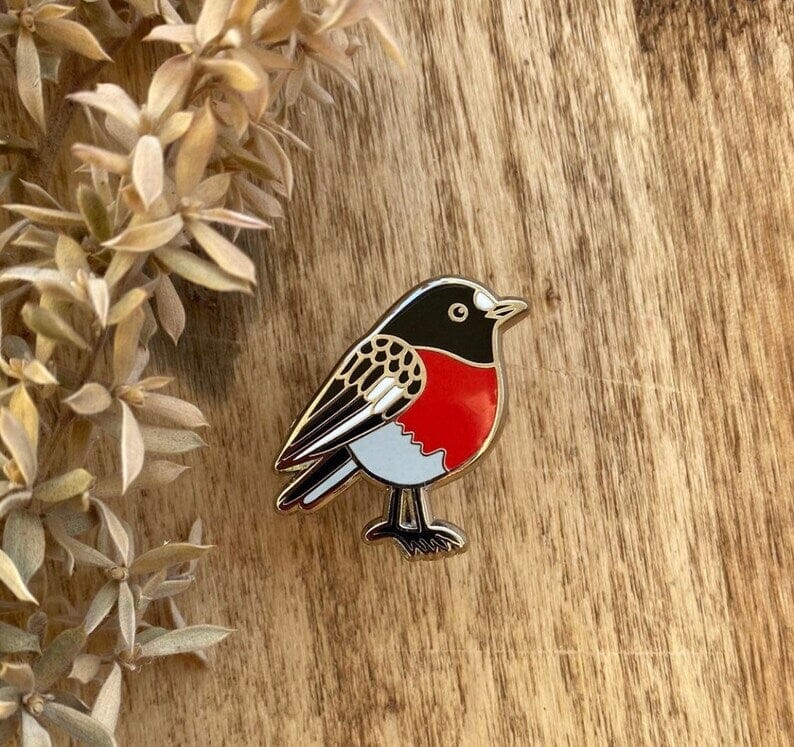Tasmanian Enamel Pins by Pigment brooch Pigment Scarlet Robin 