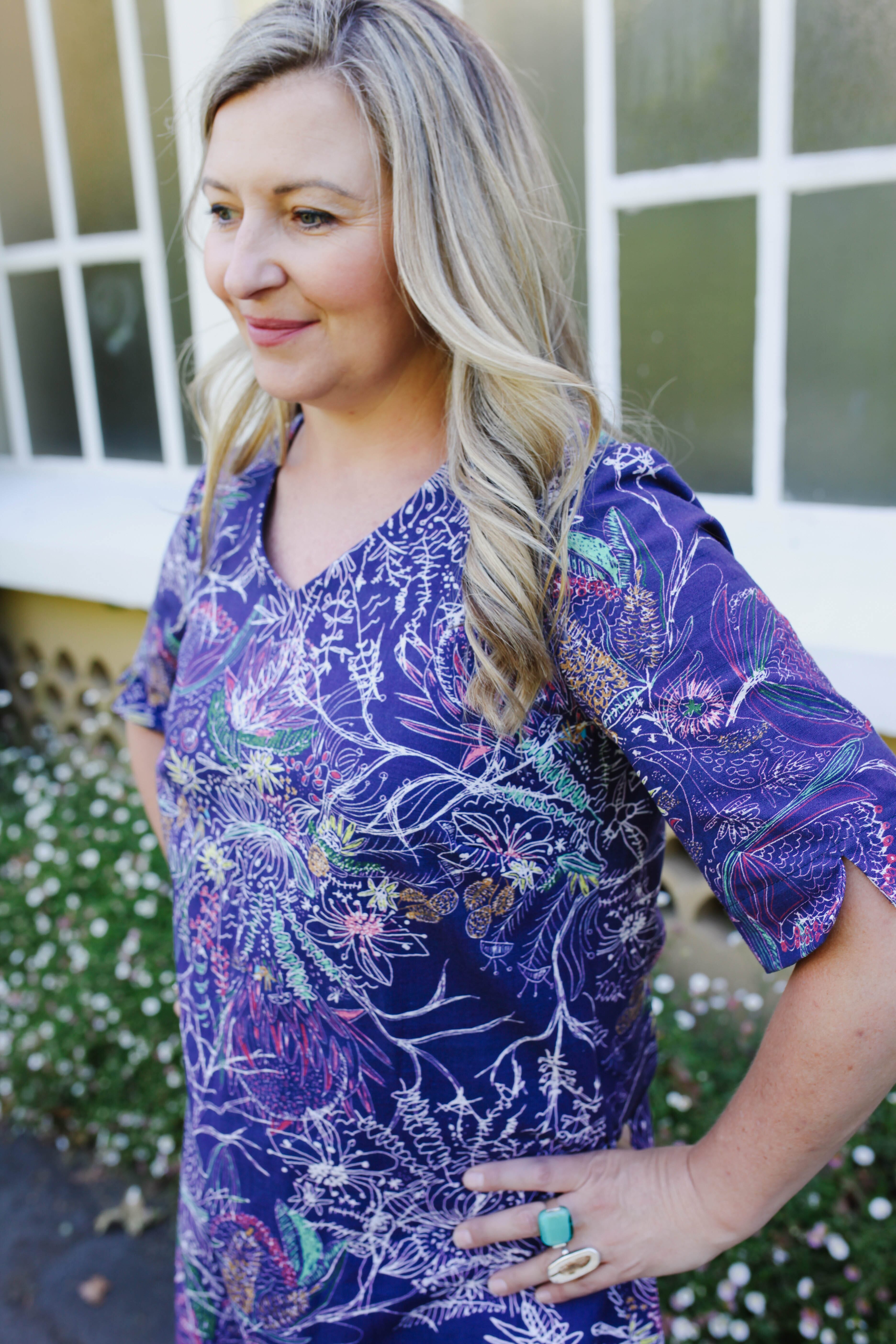 Venus Linen/Hemp Tunic - Wildflowers Dress The Spotted Quoll Studio 