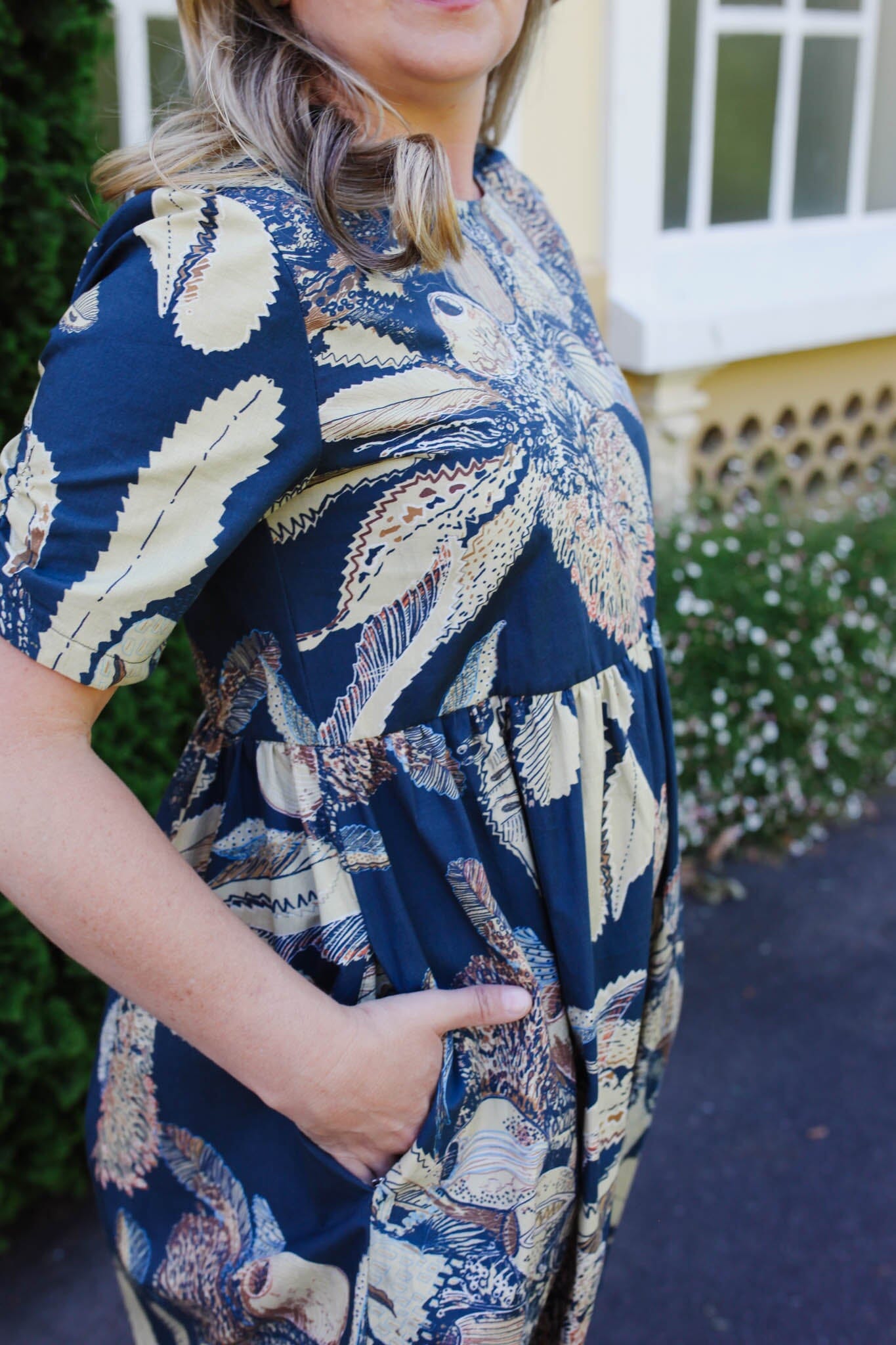 Peasant Poplin Dress - Tawny Sawtooth Banksia Dresses The Spotted Quoll 