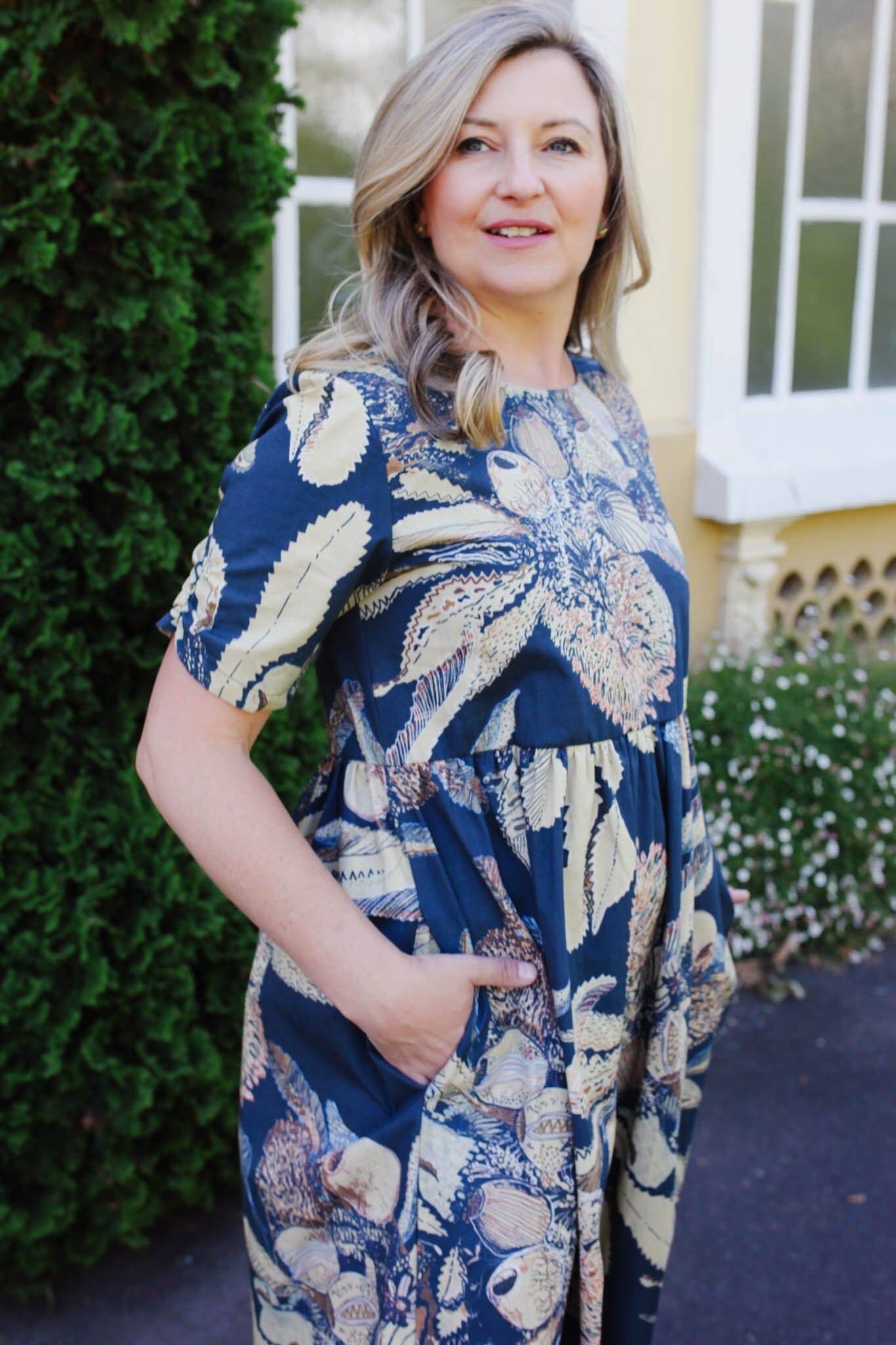 Peasant Poplin Dress - Tawny Sawtooth Banksia Dresses The Spotted Quoll 