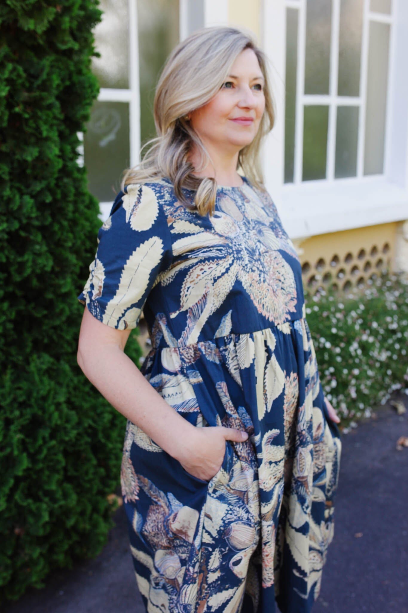 Peasant Poplin Dress - Tawny Sawtooth Banksia Dresses The Spotted Quoll 