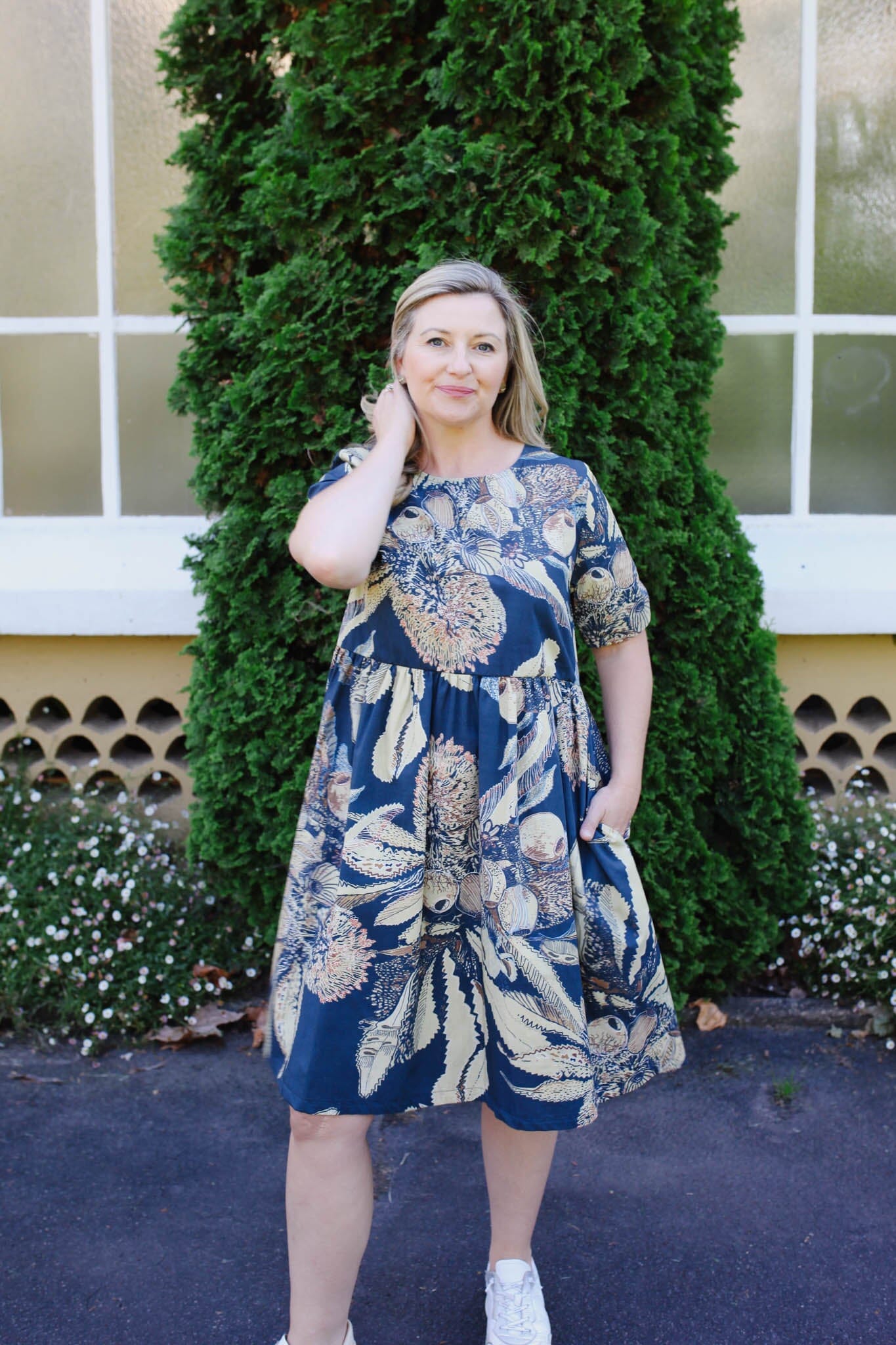 Peasant Poplin Dress - Tawny Sawtooth Banksia Dresses The Spotted Quoll 