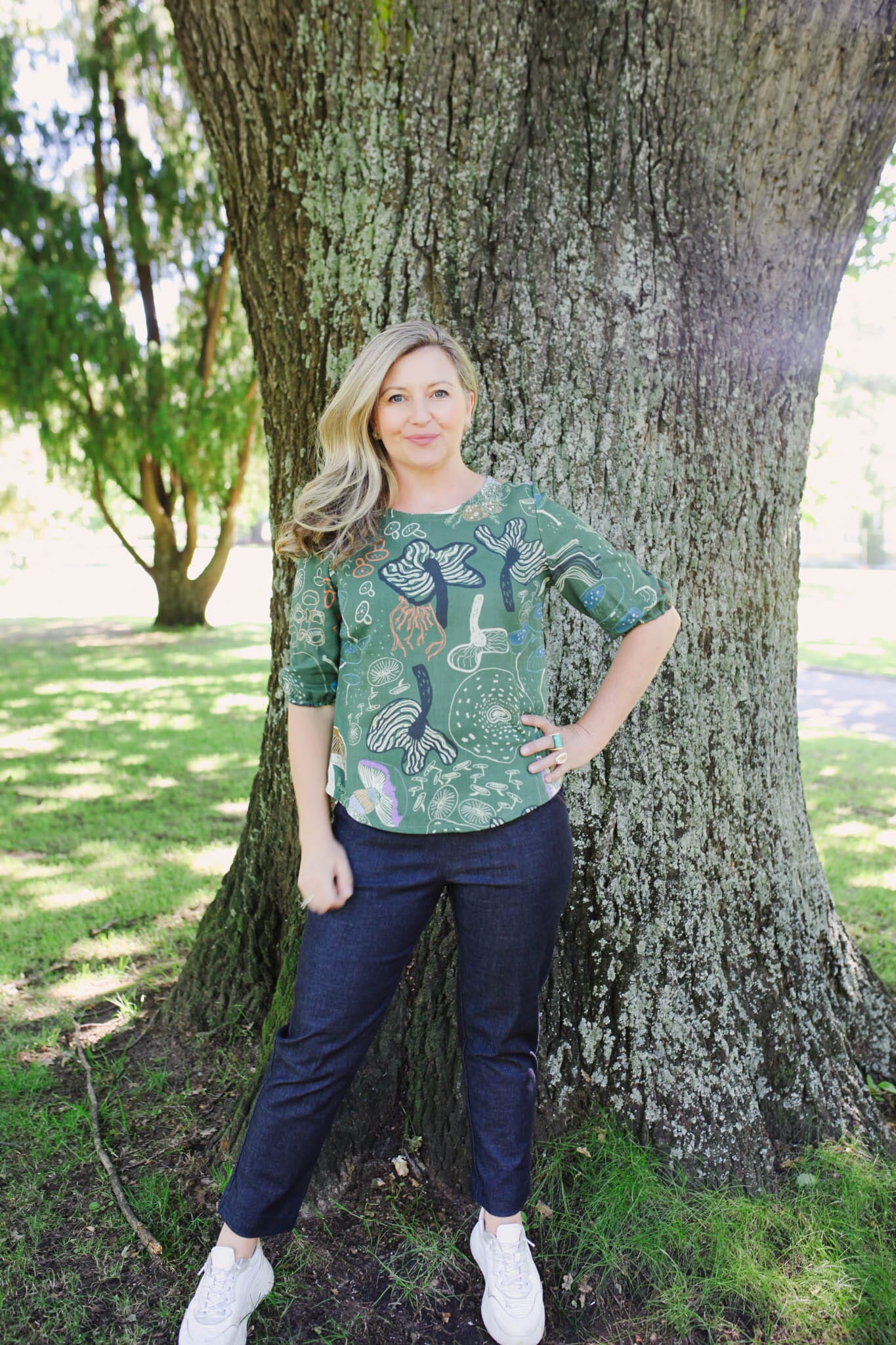 Lady Jane Bishops Sleeve Blouse - Tassie Fungi top The Spotted Quoll 