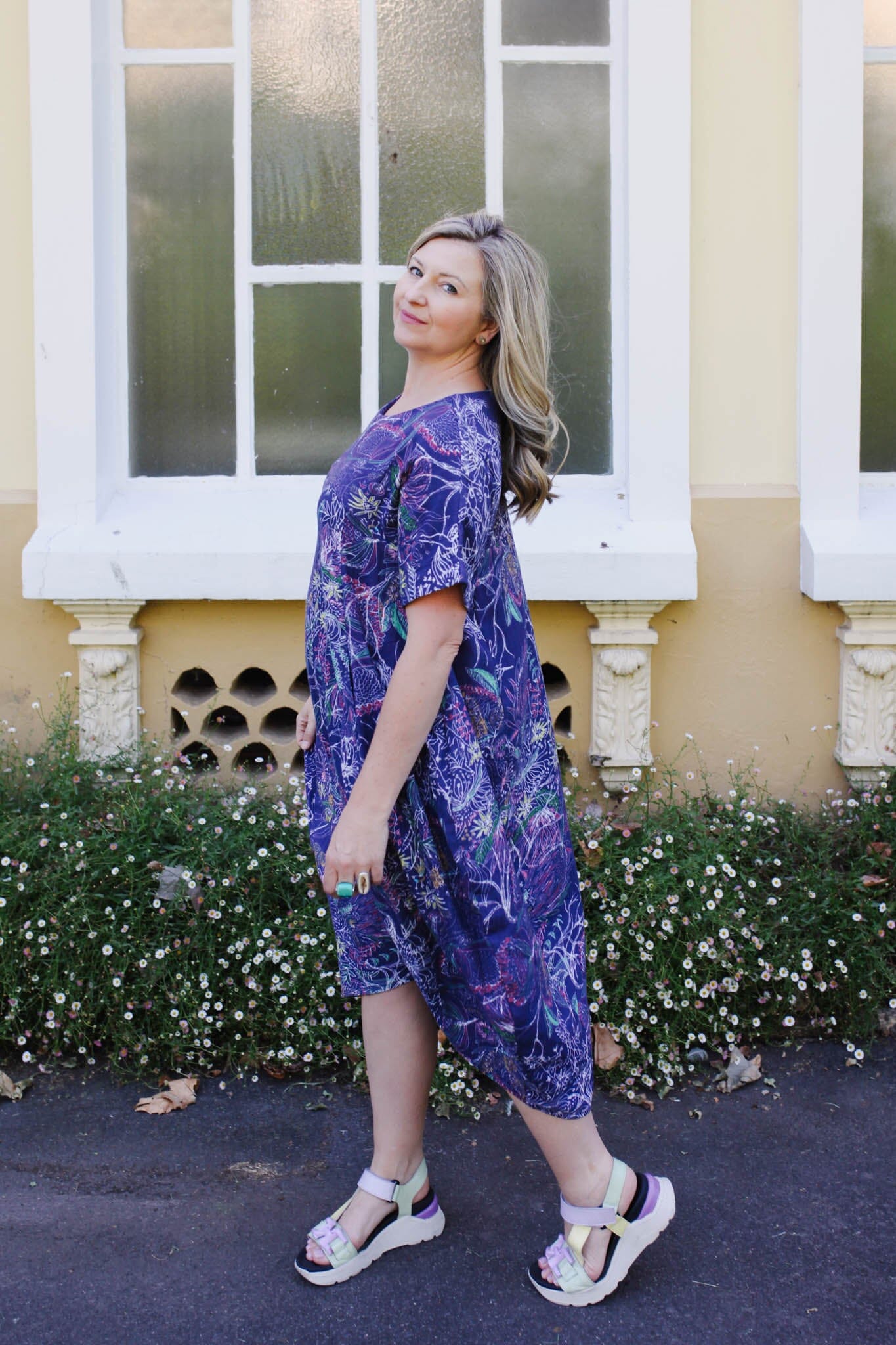 Organic Cotton Cocoon Dress - Wildflowers Dress The Spotted Quoll 