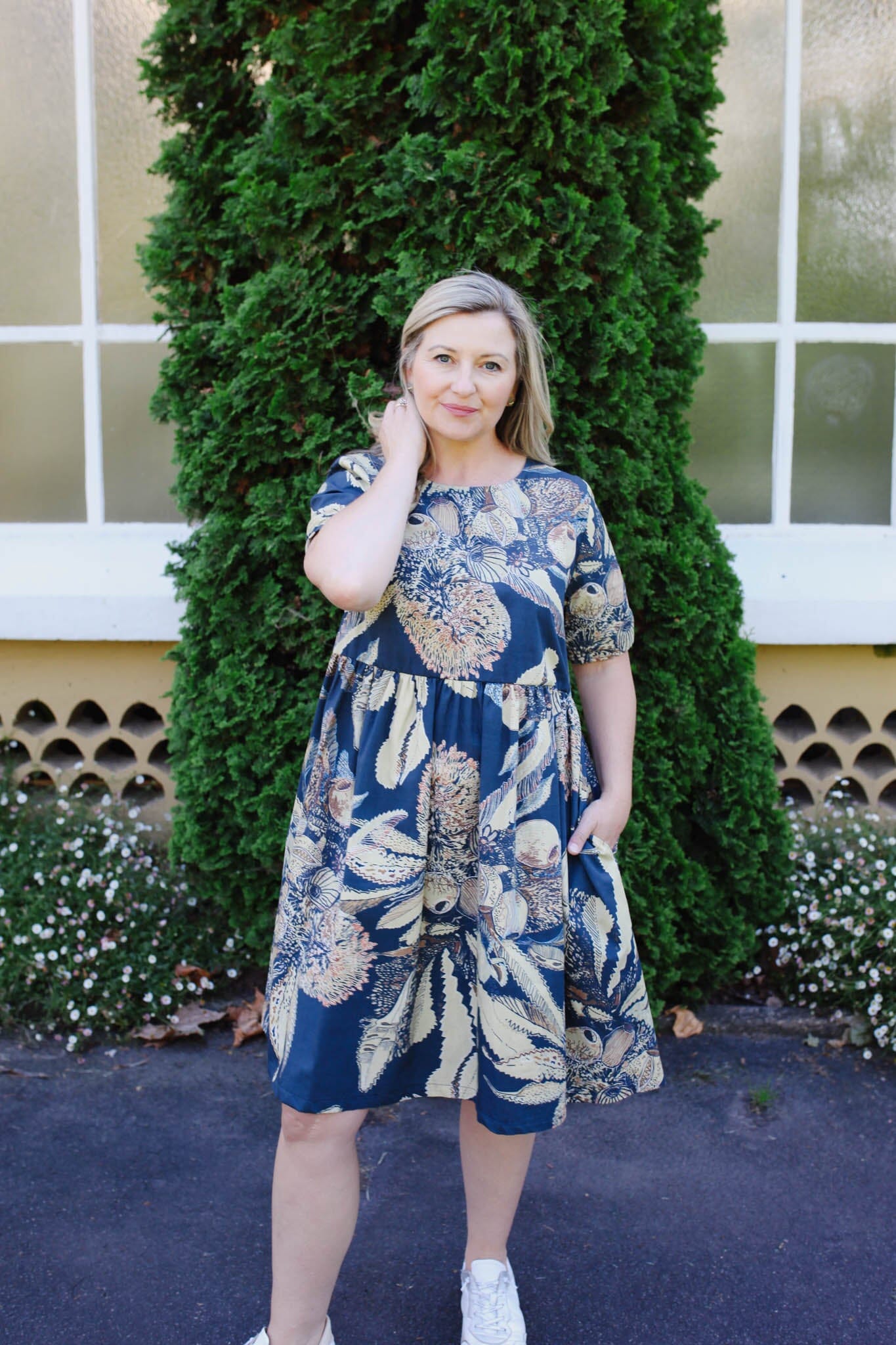 Peasant Poplin Dress - Tawny Sawtooth Banksia Dresses The Spotted Quoll 