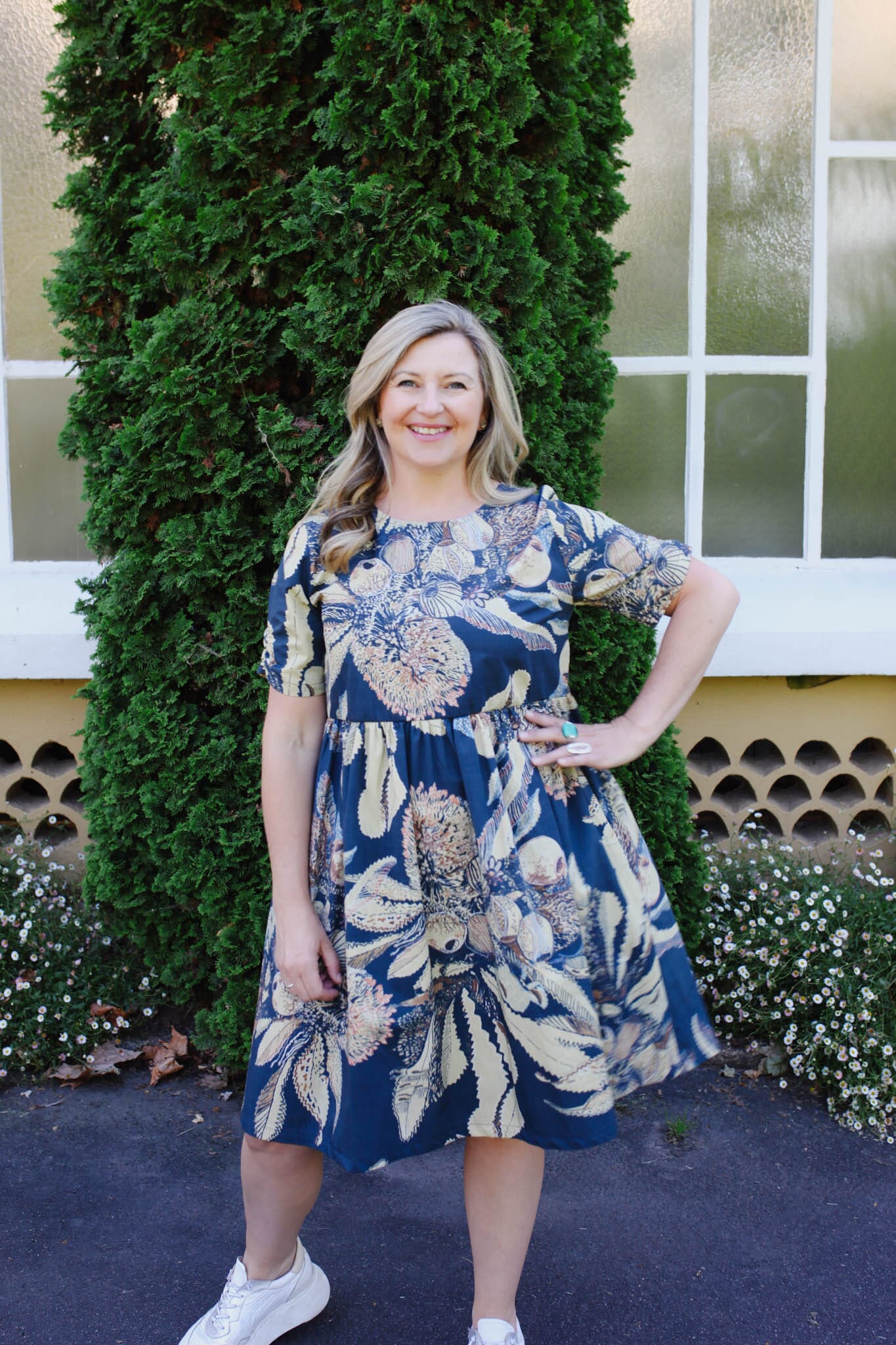 Peasant Poplin Dress - Tawny Sawtooth Banksia Dresses The Spotted Quoll 