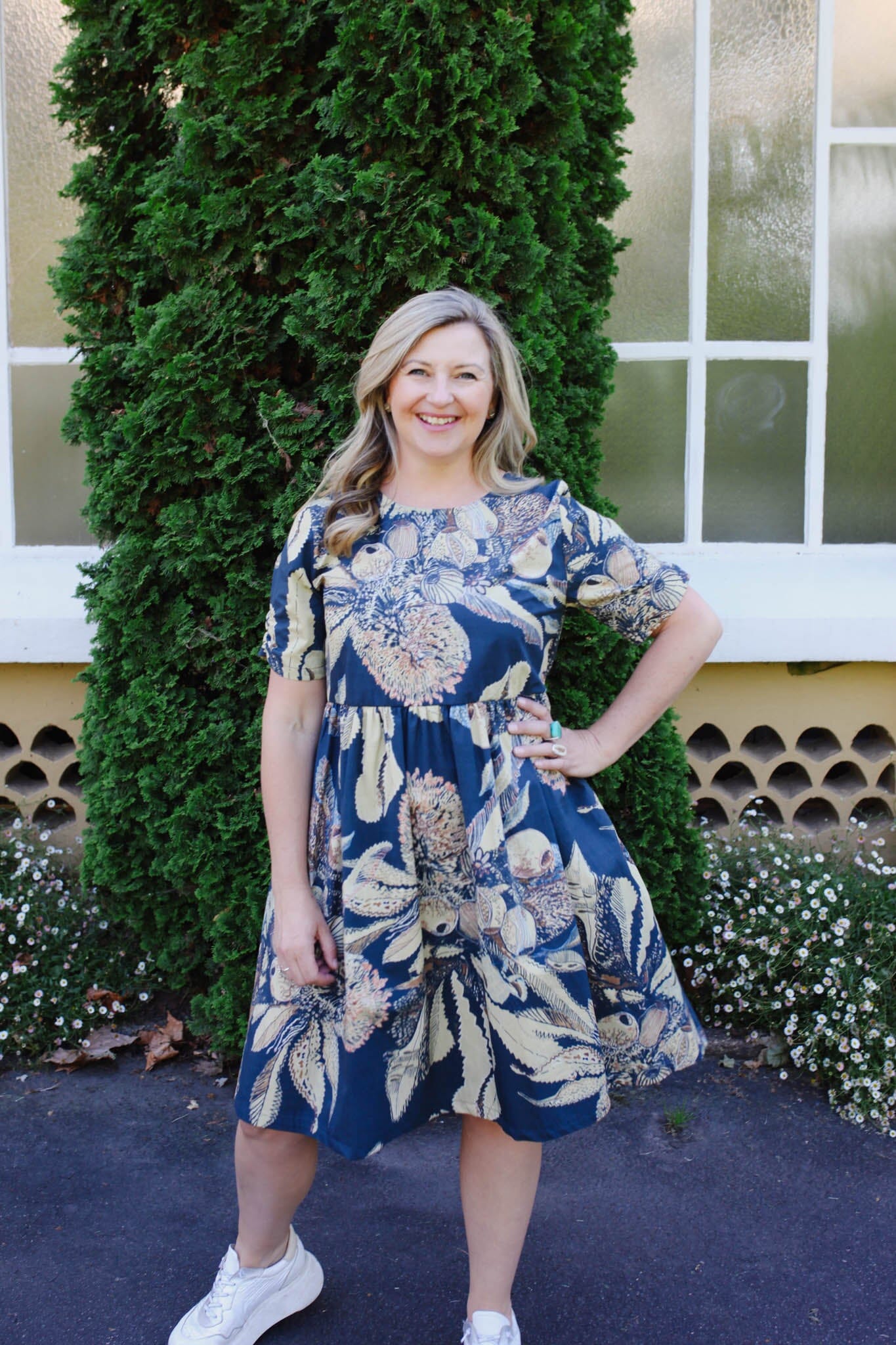 Peasant Poplin Dress - Tawny Sawtooth Banksia Dresses The Spotted Quoll 