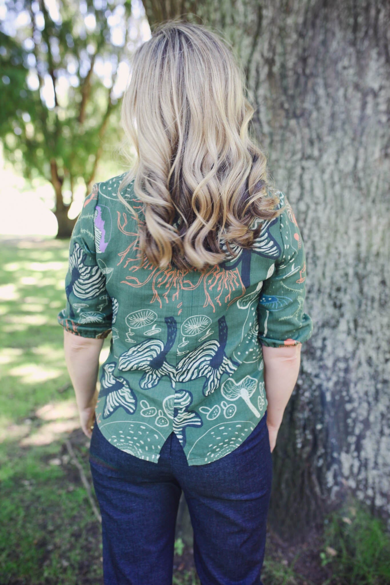 Lady Jane Bishops Sleeve Blouse - Tassie Fungi top The Spotted Quoll 