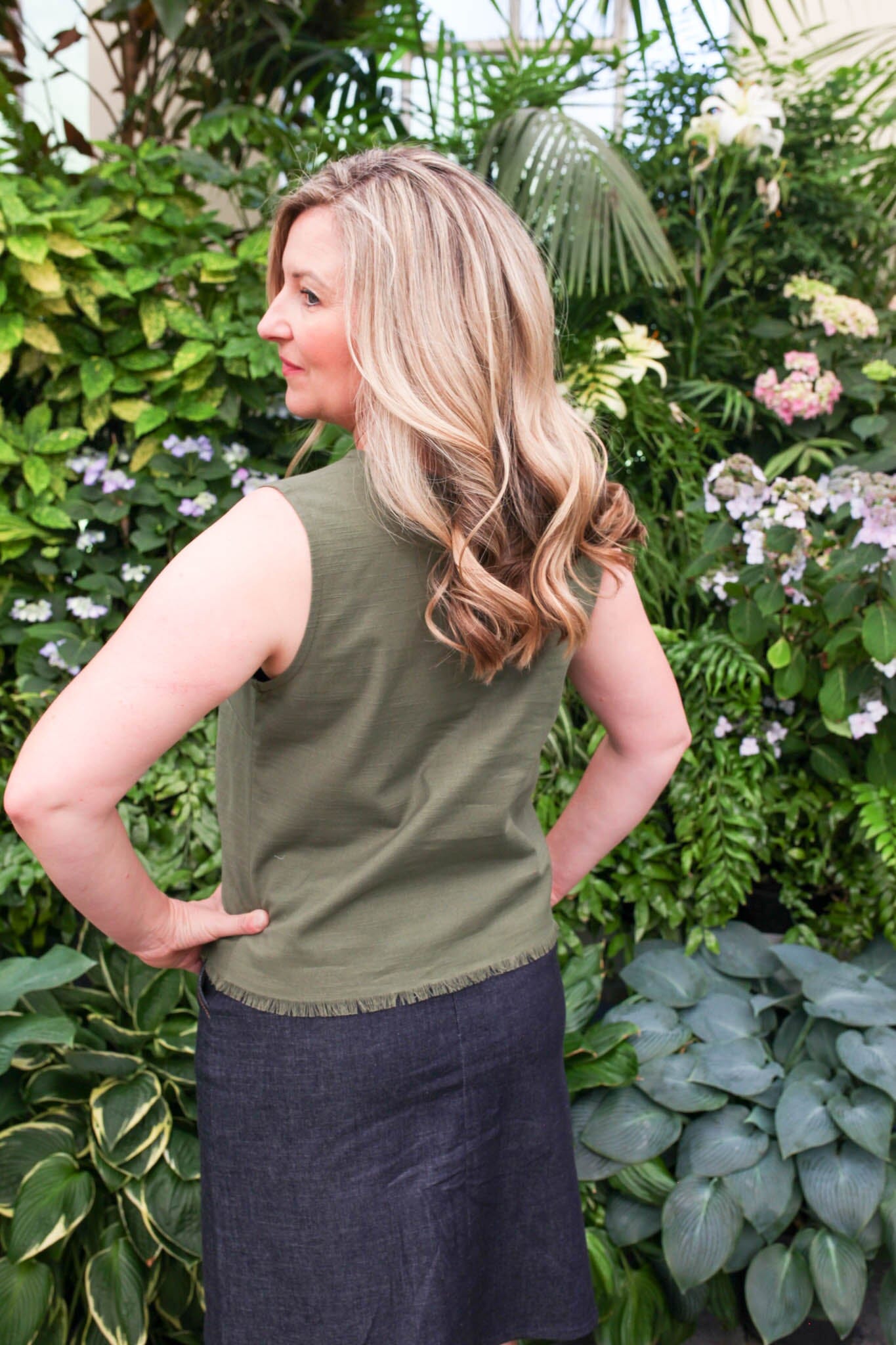 Frayed Hemp Slub Tank - Fern Shirts & Tops The Spotted Quoll 