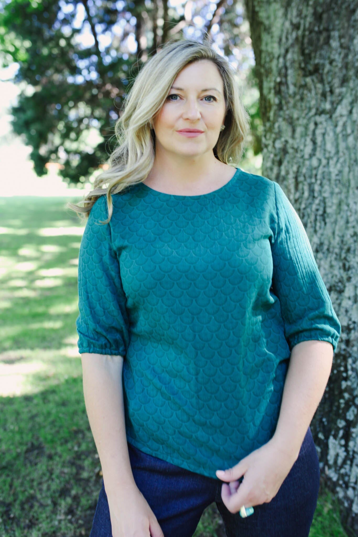 Lady Jane Bishops Sleeve Blouse - Jewel Fish Scale top The Spotted Quoll 