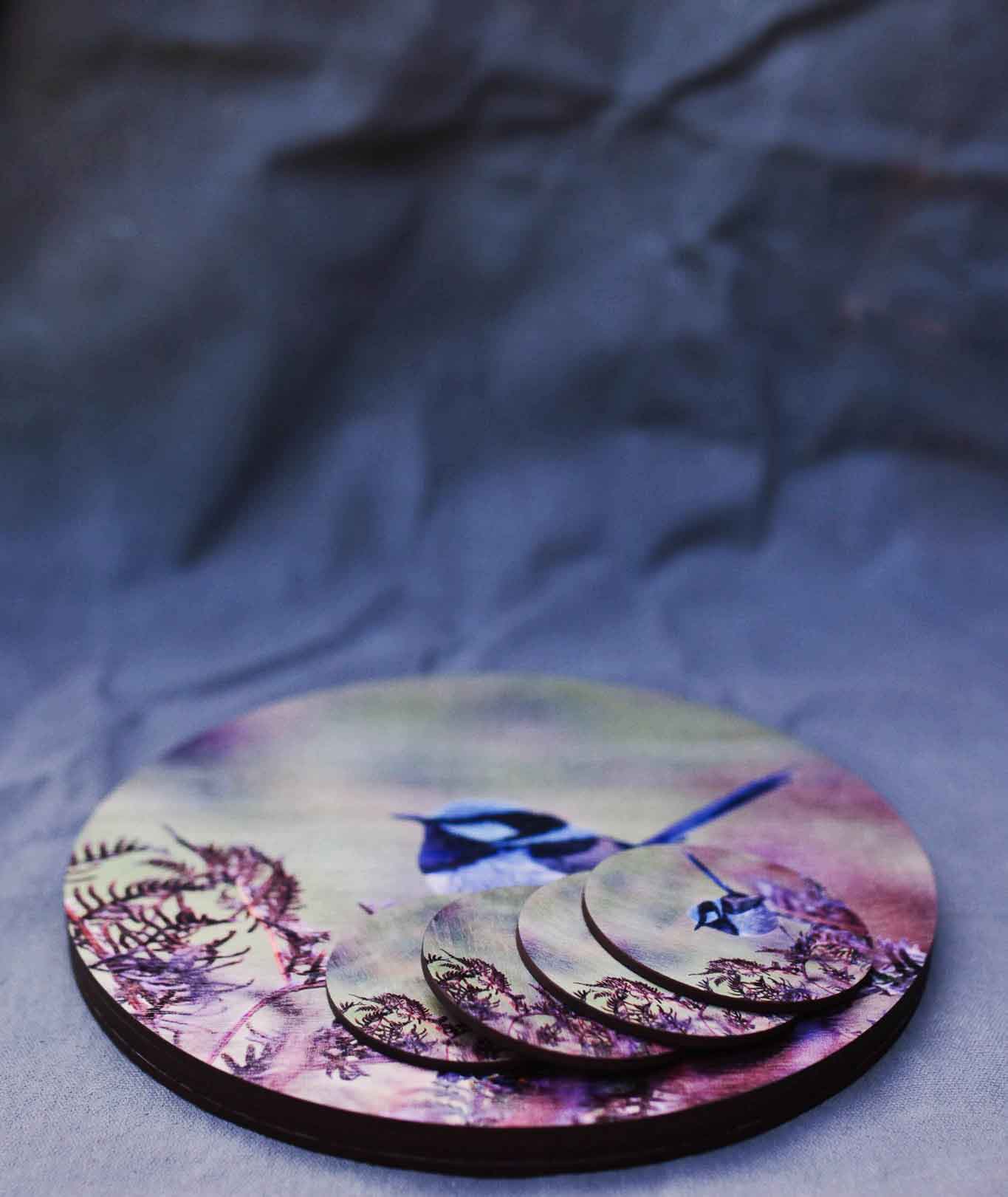 Placemat and Coaster Sets - The Spotted Quoll Studio table ware The Spotted Quoll Blue Wren 