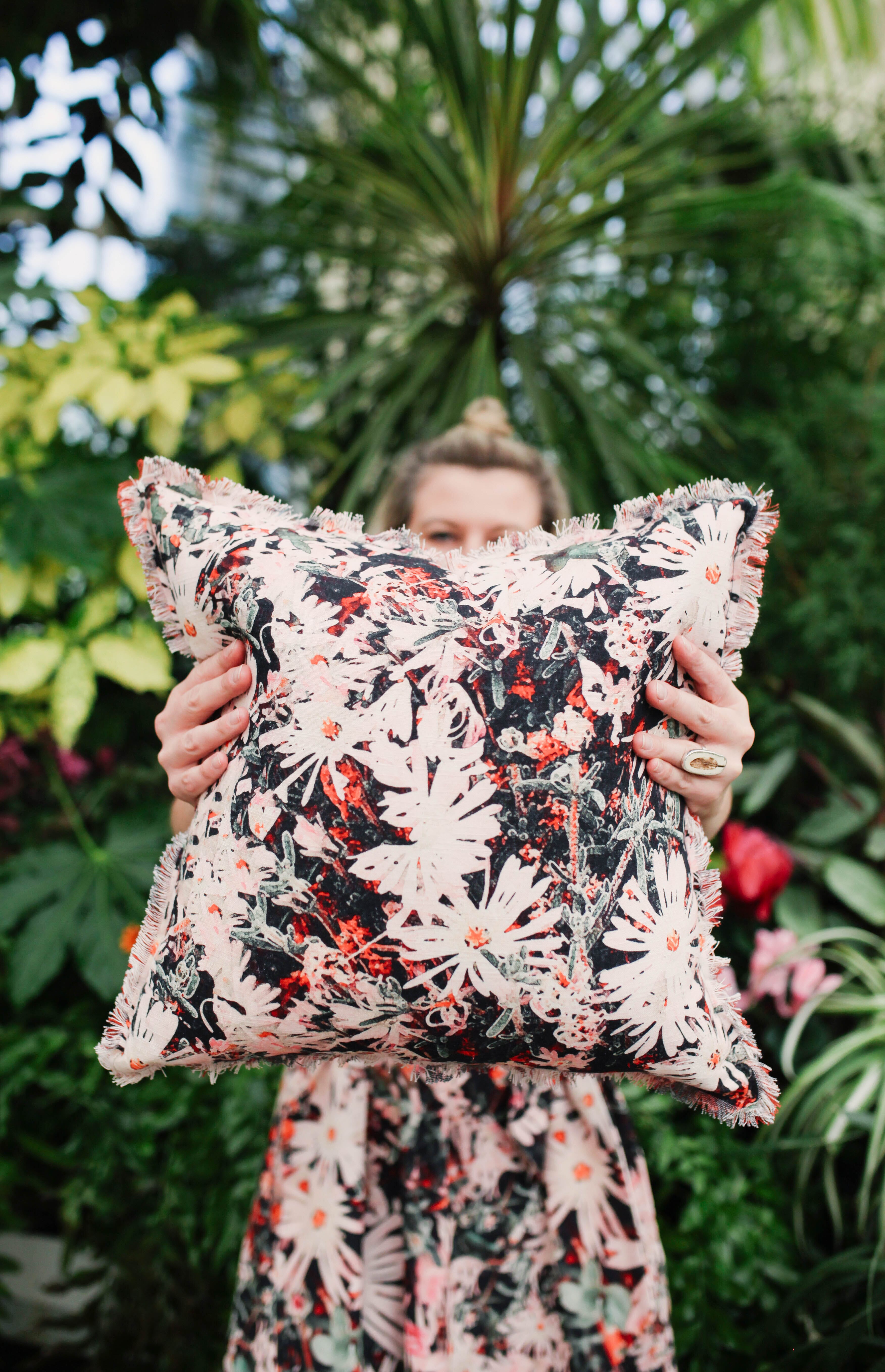 Frayed Linen Cushions - Limited Edition Cushions The Spotted Quoll 45 x 45cm Pigface & Rust 