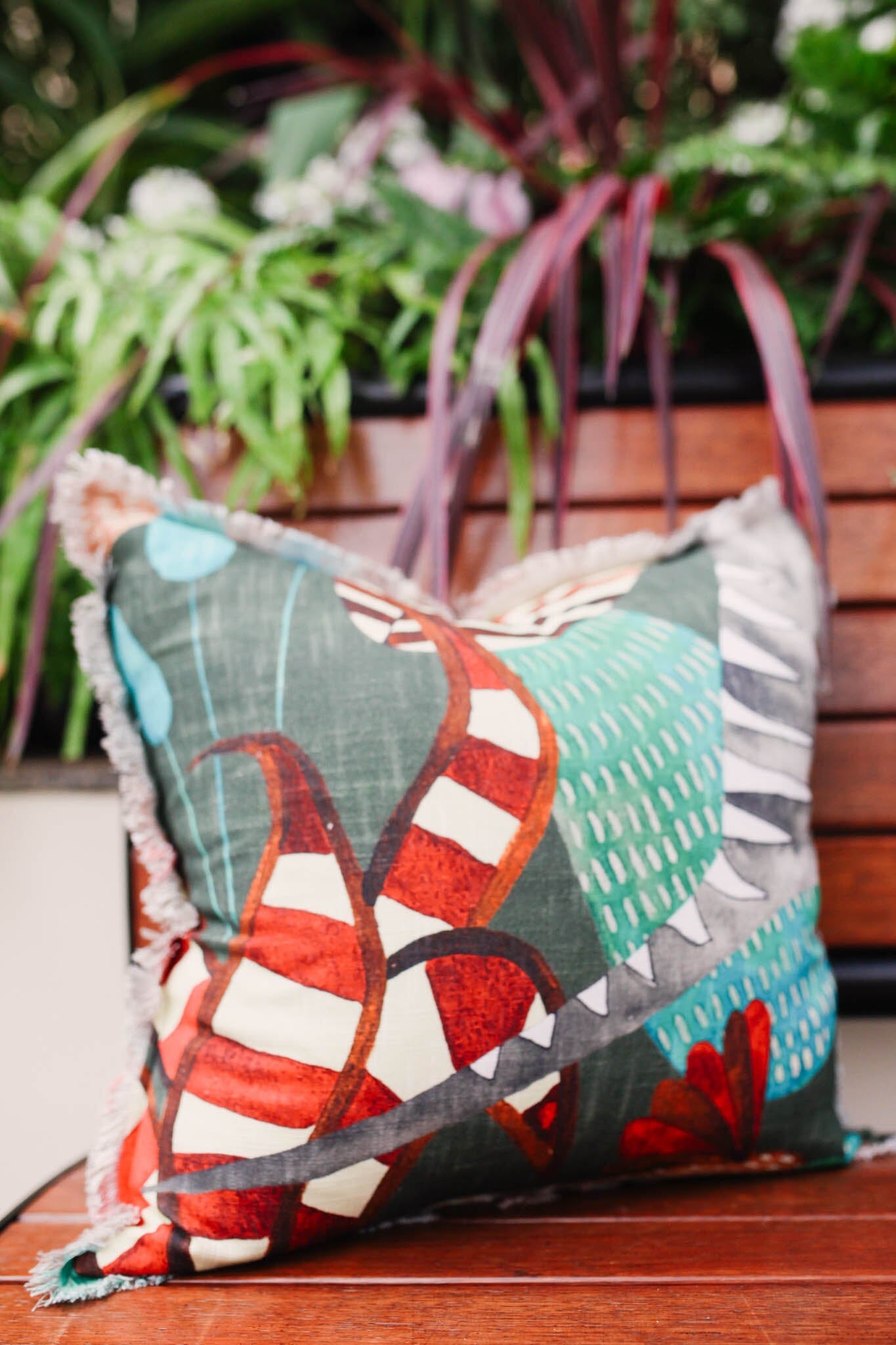 Frayed Linen Cushions - Limited Edition Cushions The Spotted Quoll 45 x 45cm Thylacine & Fossil 