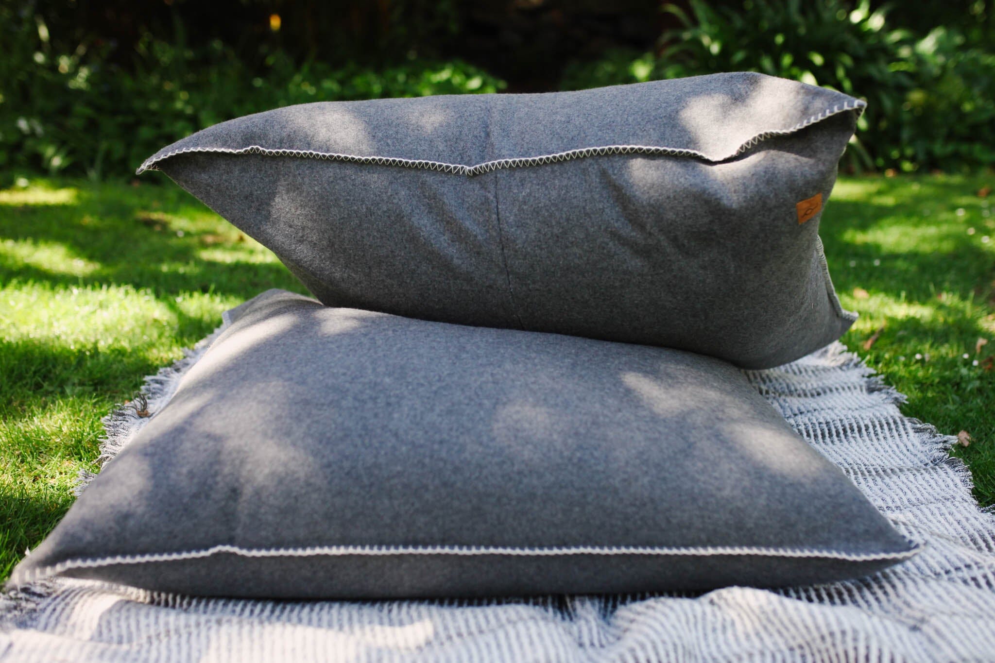 Heather & Natural Organic Wool Felt Floor Cushions Cushions The Spotted Quoll Studio 