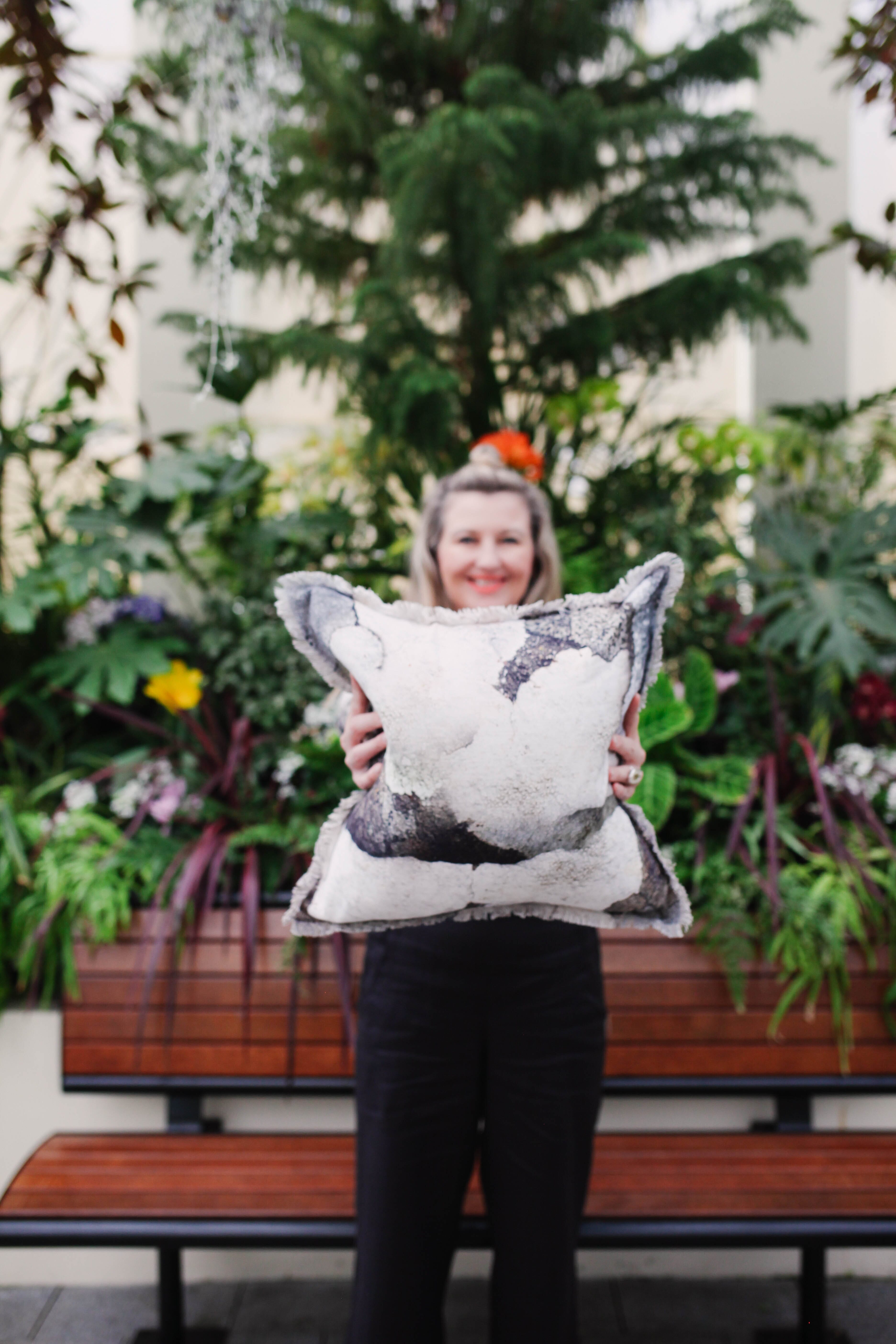 Frayed Linen Cushions - Limited Edition Cushions The Spotted Quoll 45 x 45cm Lichen & Fossil 