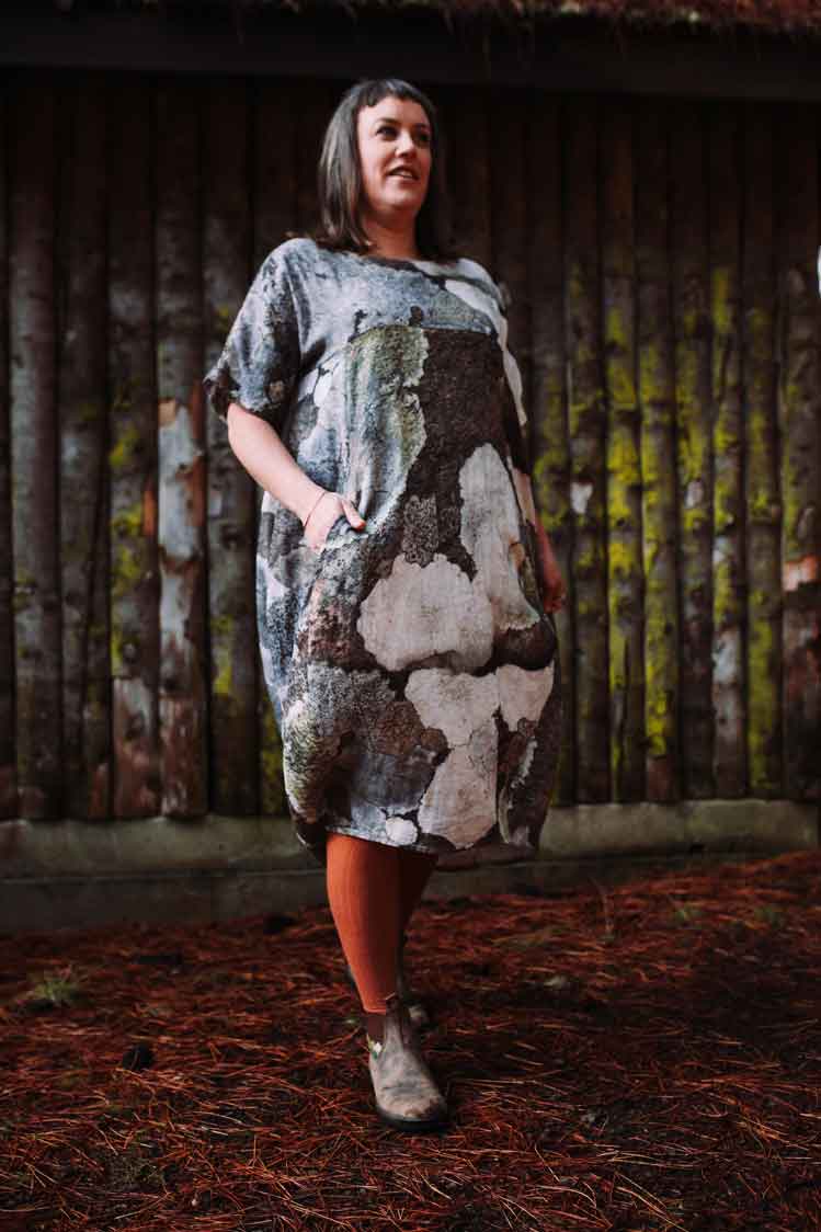 Organic Cocoon Dress -Lichen Dress The Spotted Quoll 