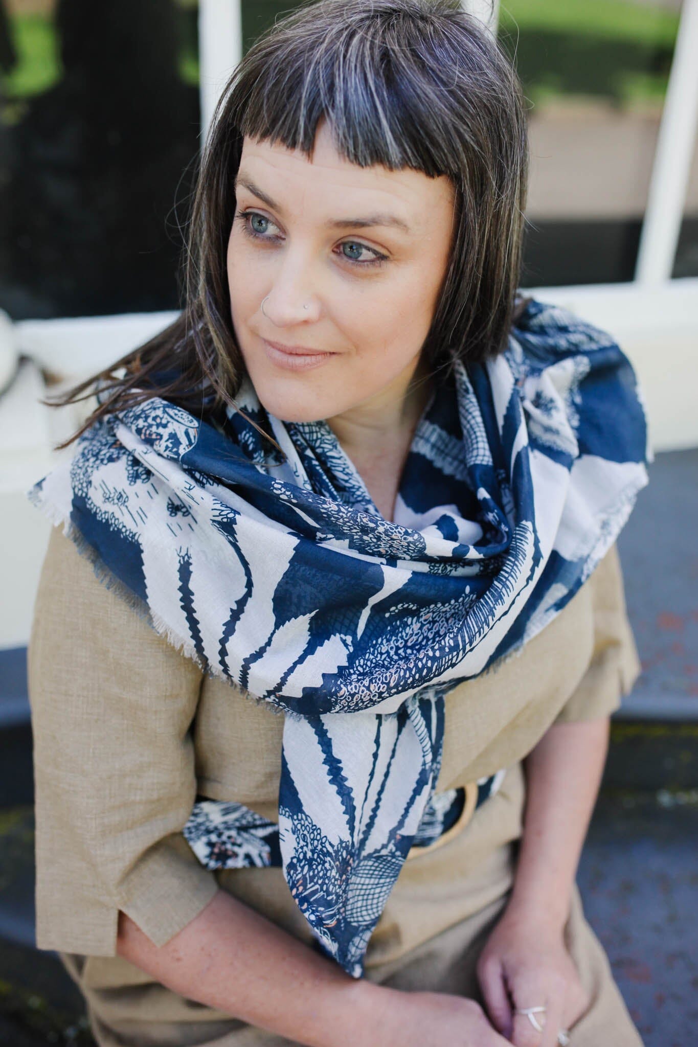 Organic Cotton Square Scarf - Sawtooth Banksia Scarves The Spotted Quoll 