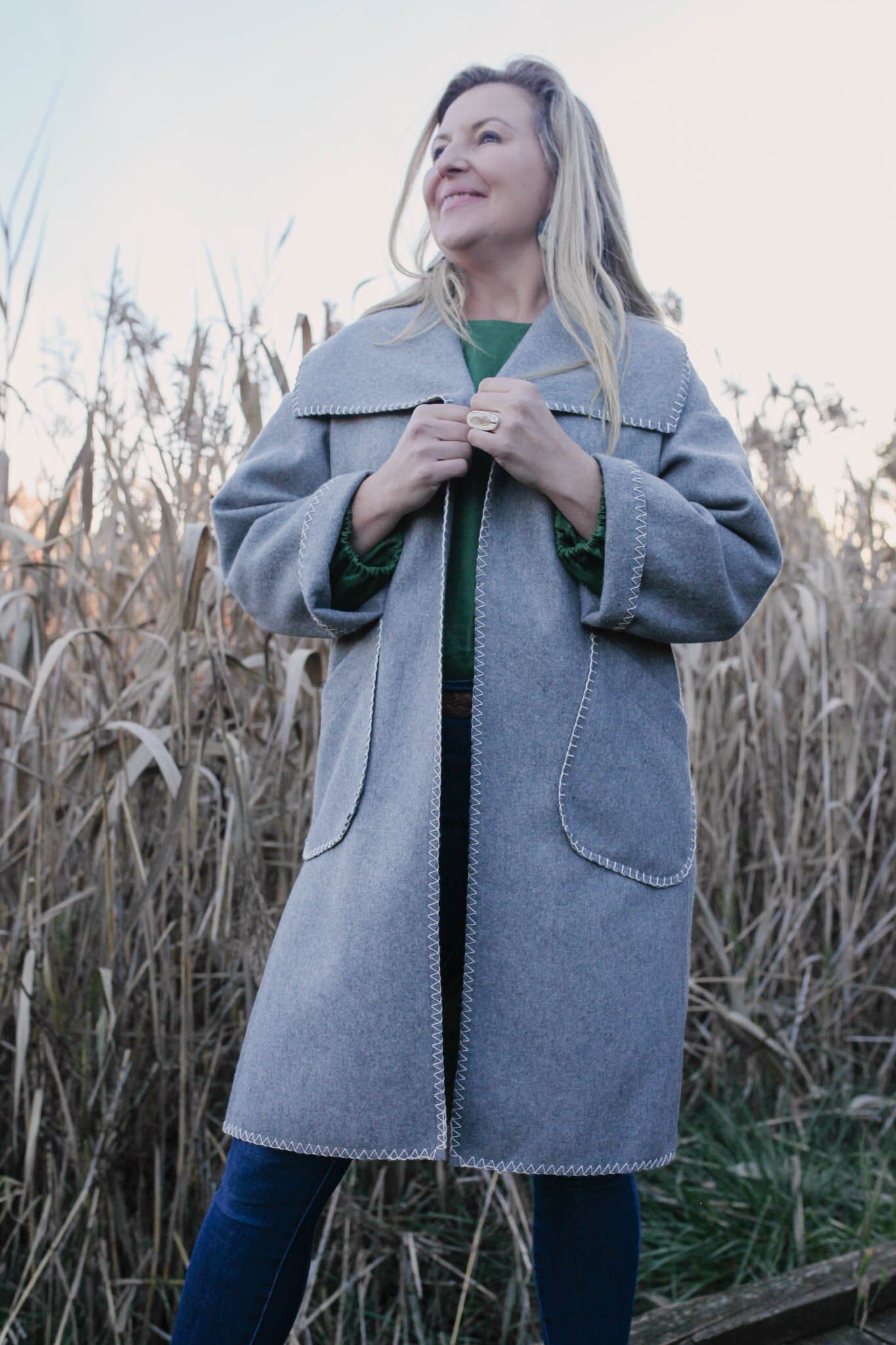 Waterfall Duster Coat- Organic Wool Coat The Spotted Quoll 