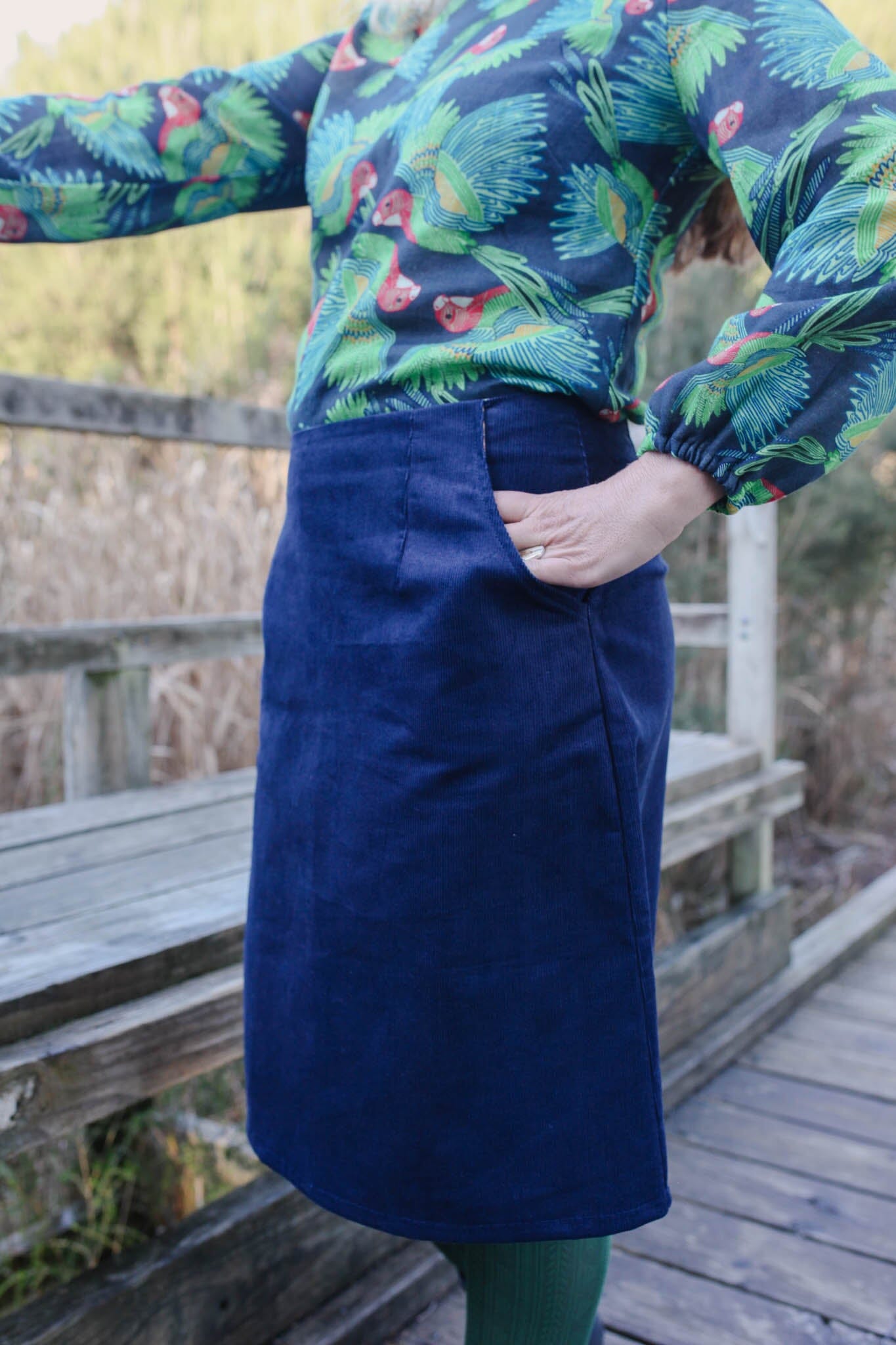 Wren A-Line Skirt - Organic Corduroy Skirt The Spotted Quoll XXS Ink 