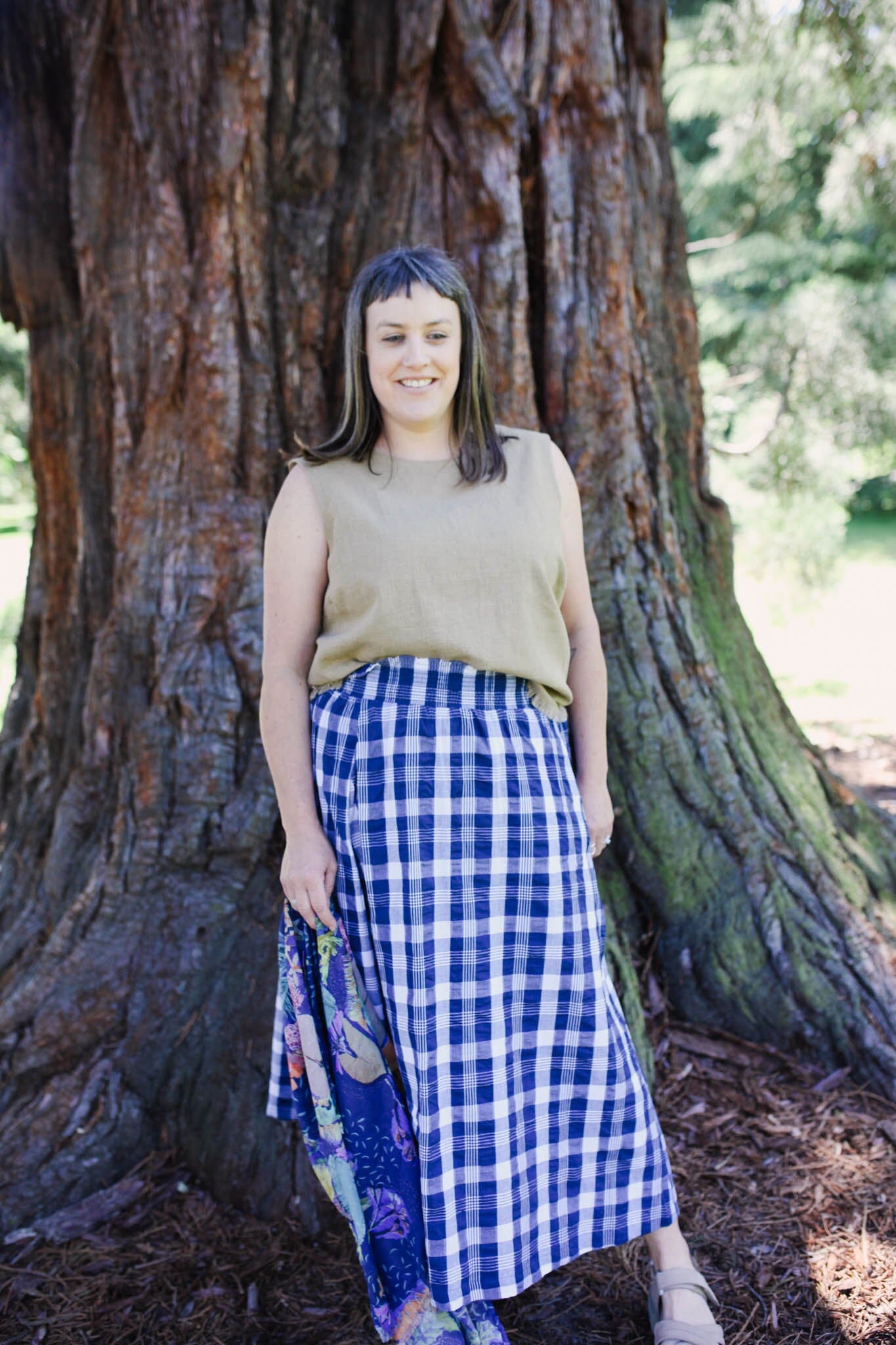 Frankie Shirred Skirt - Organic Seersucker Skirt The Spotted Quoll 