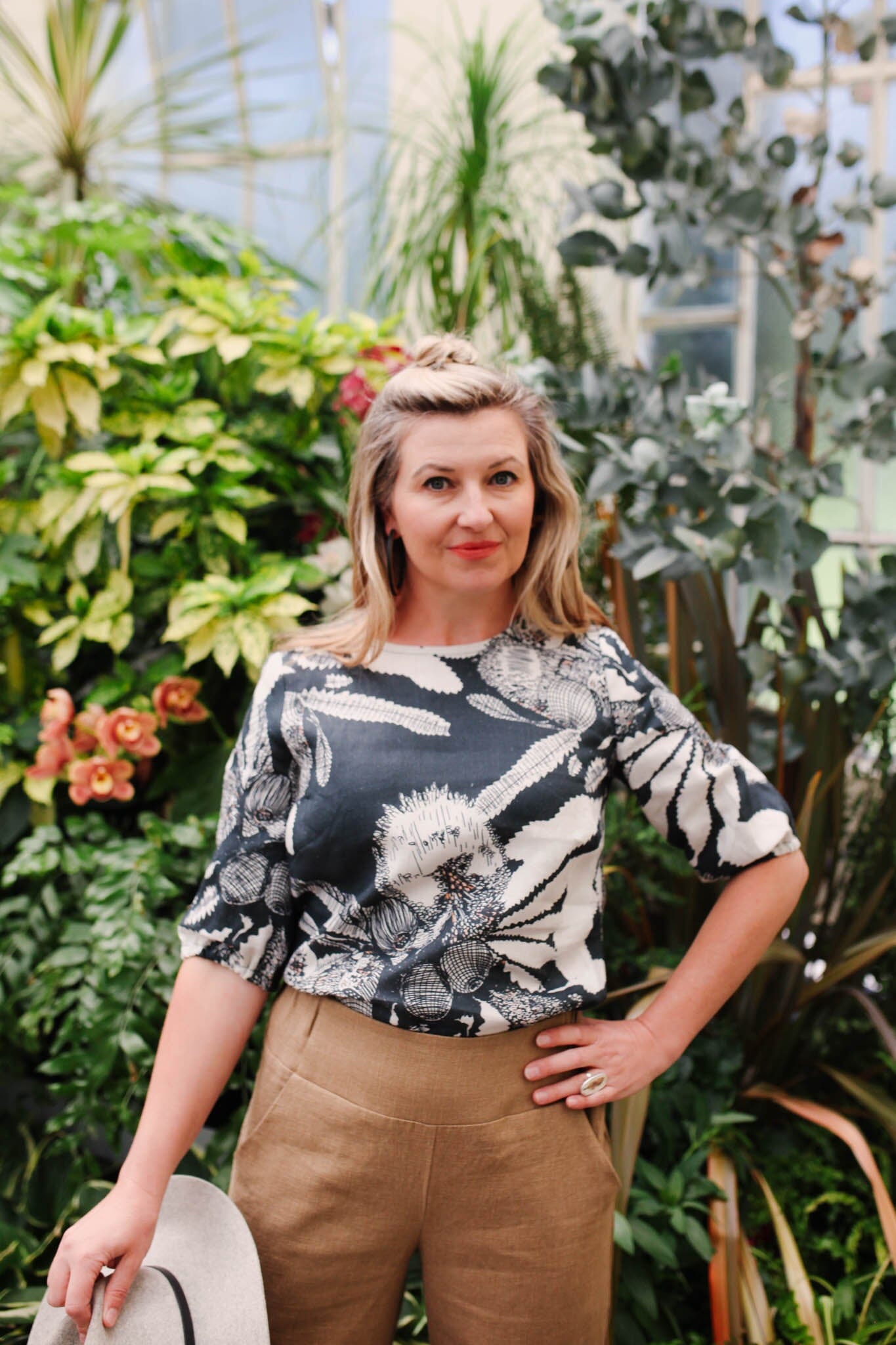 Lady Jane Organic 100% Linen Blouse - Original Sawtooth Banksia top The Spotted Quoll 