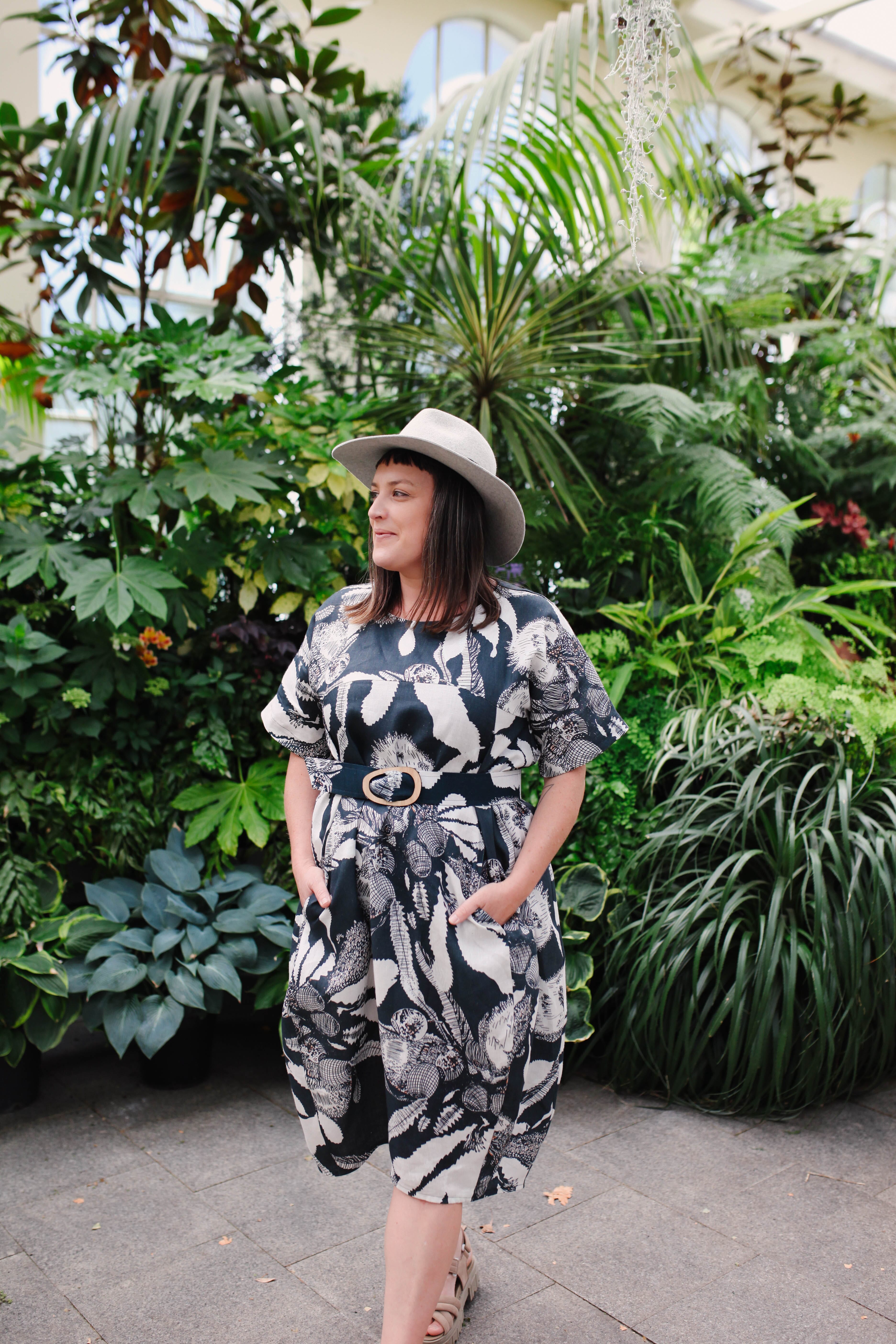 Cocoon Dress Organic Pure Linen - Original Sawtooth Banksia Dress The Spotted Quoll 