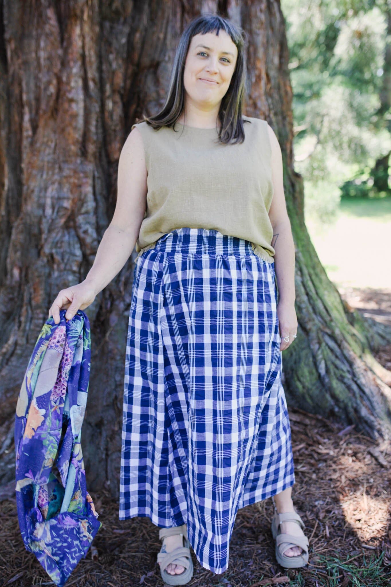 Frankie Shirred Skirt - Organic Seersucker Skirt The Spotted Quoll 