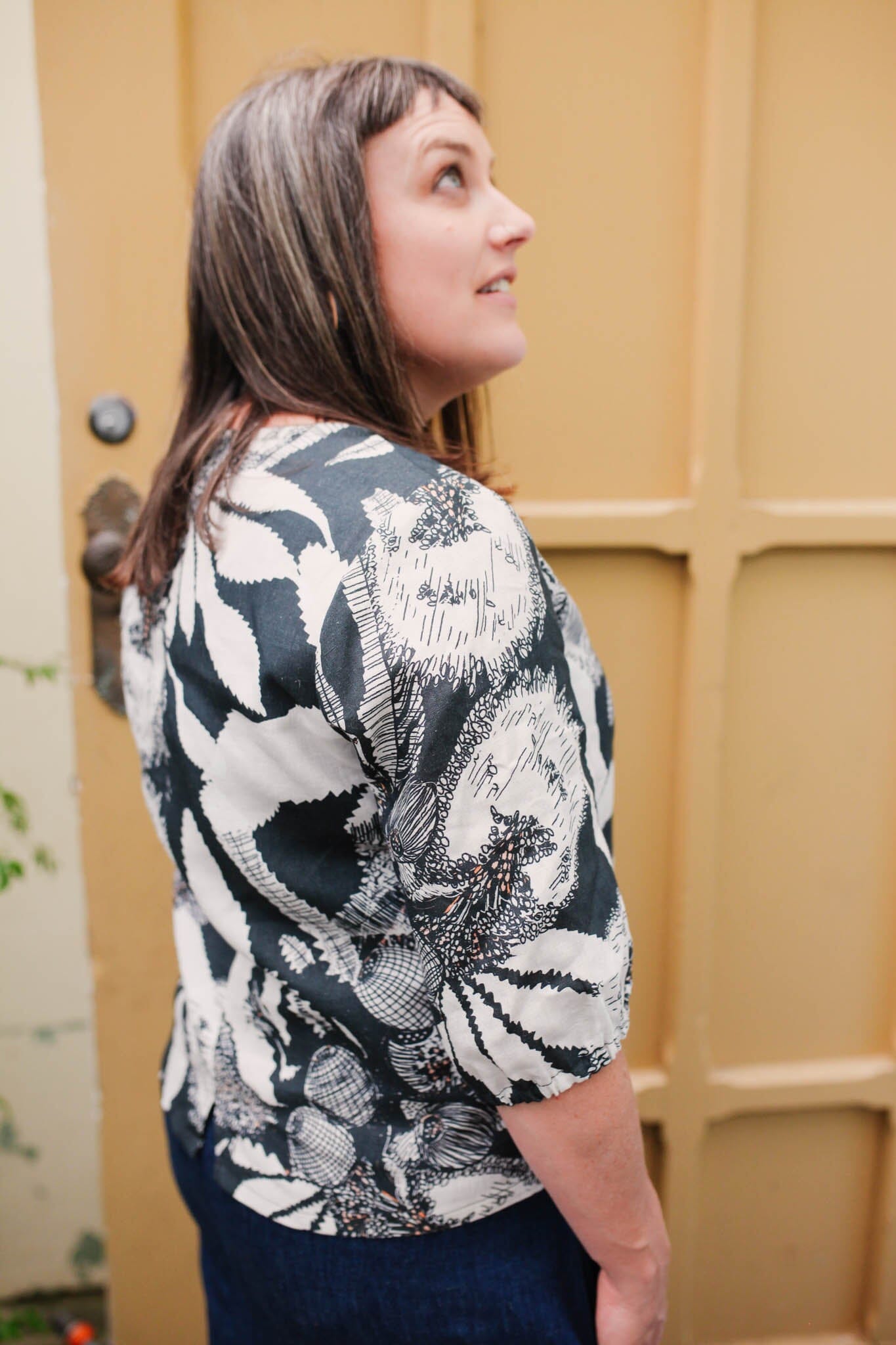 Lady Jane Organic 100% Linen Blouse - Original Sawtooth Banksia top The Spotted Quoll 