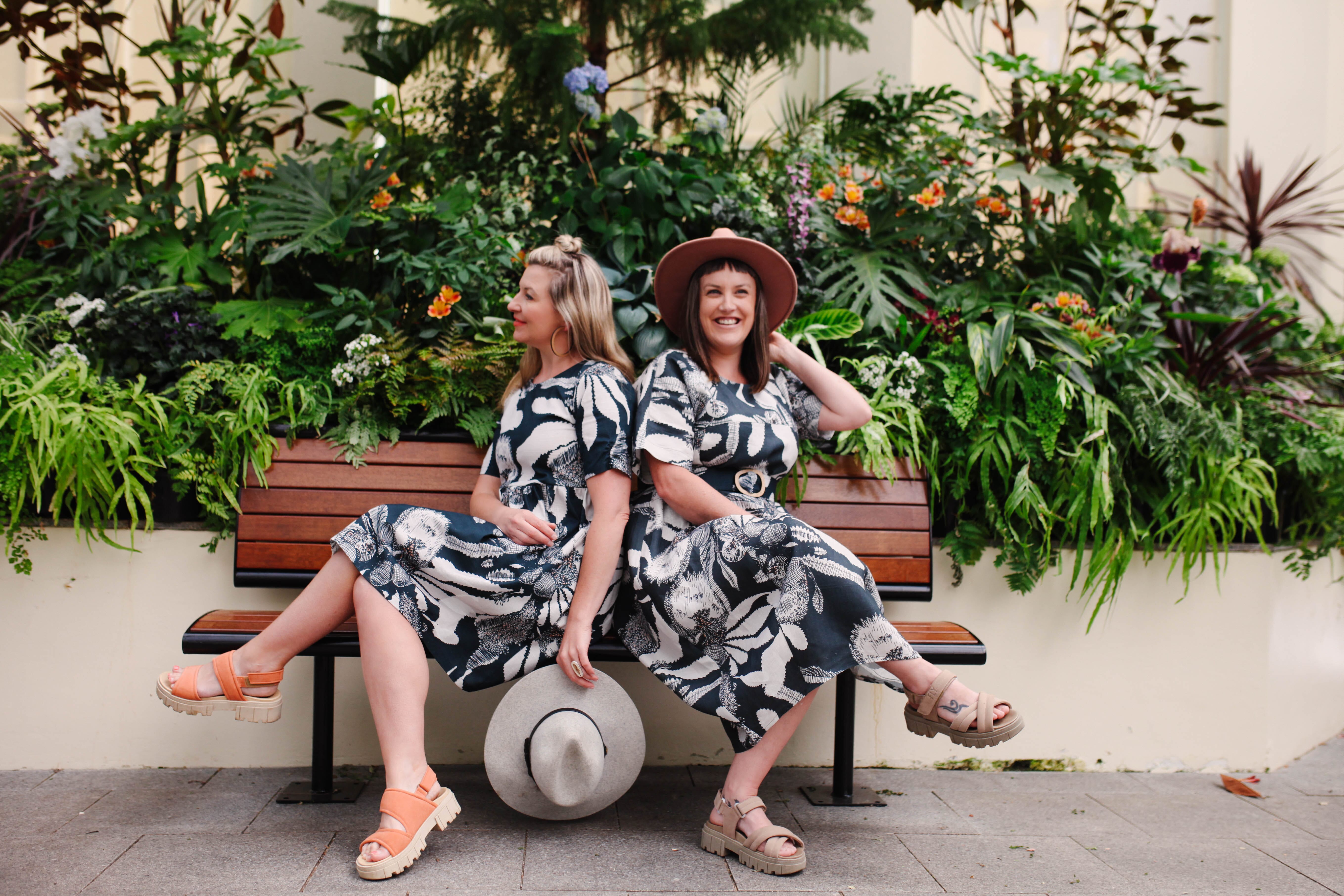 Organic Linen Cocoon Dress - Sawtooth Banksia Dress The Spotted Quoll 