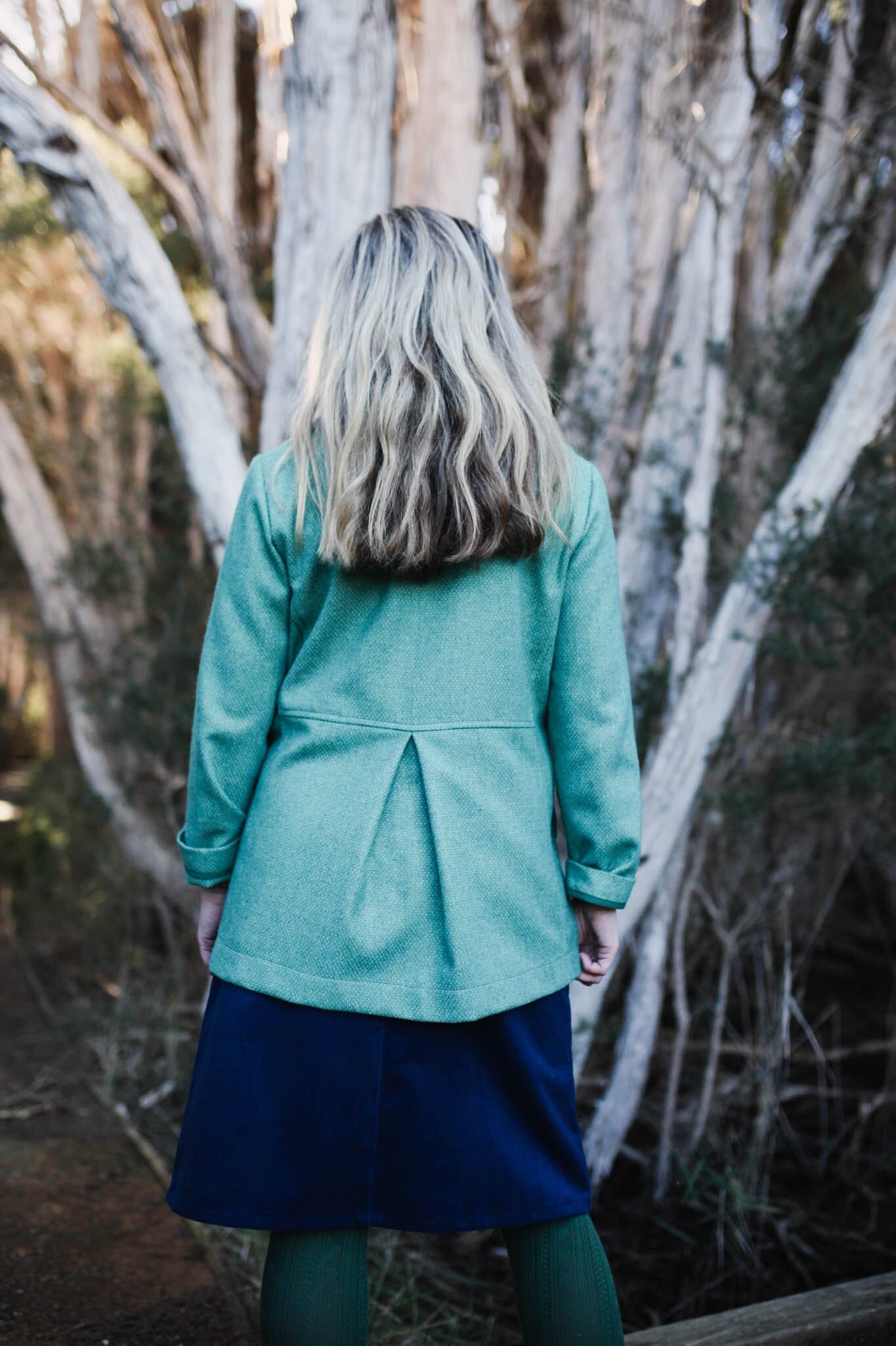 Island Pleat Wool Coat - Sage Spots Coat The Spotted Quoll 