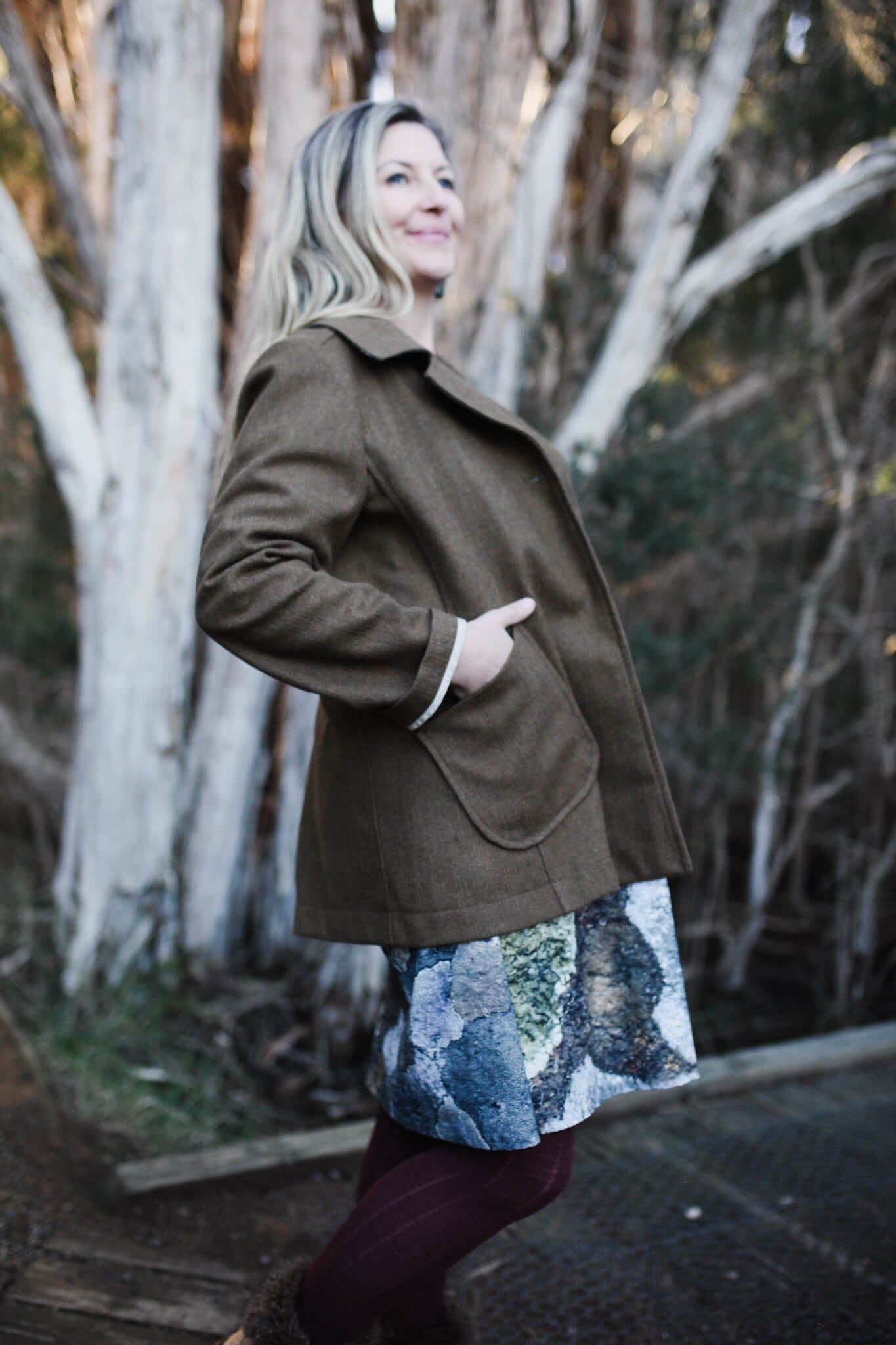 Island Pleat Wool Coat - Bronze Earth Coat The Spotted Quoll 
