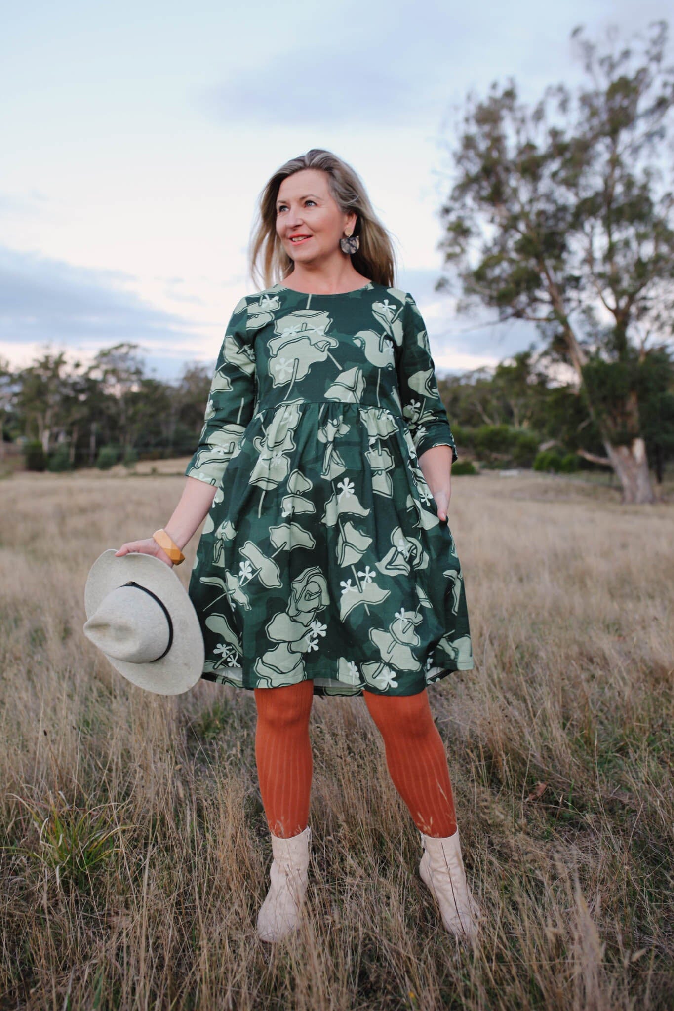 Peasant Dress - Risdonii Eucalyptus Dresses The Spotted Quoll 