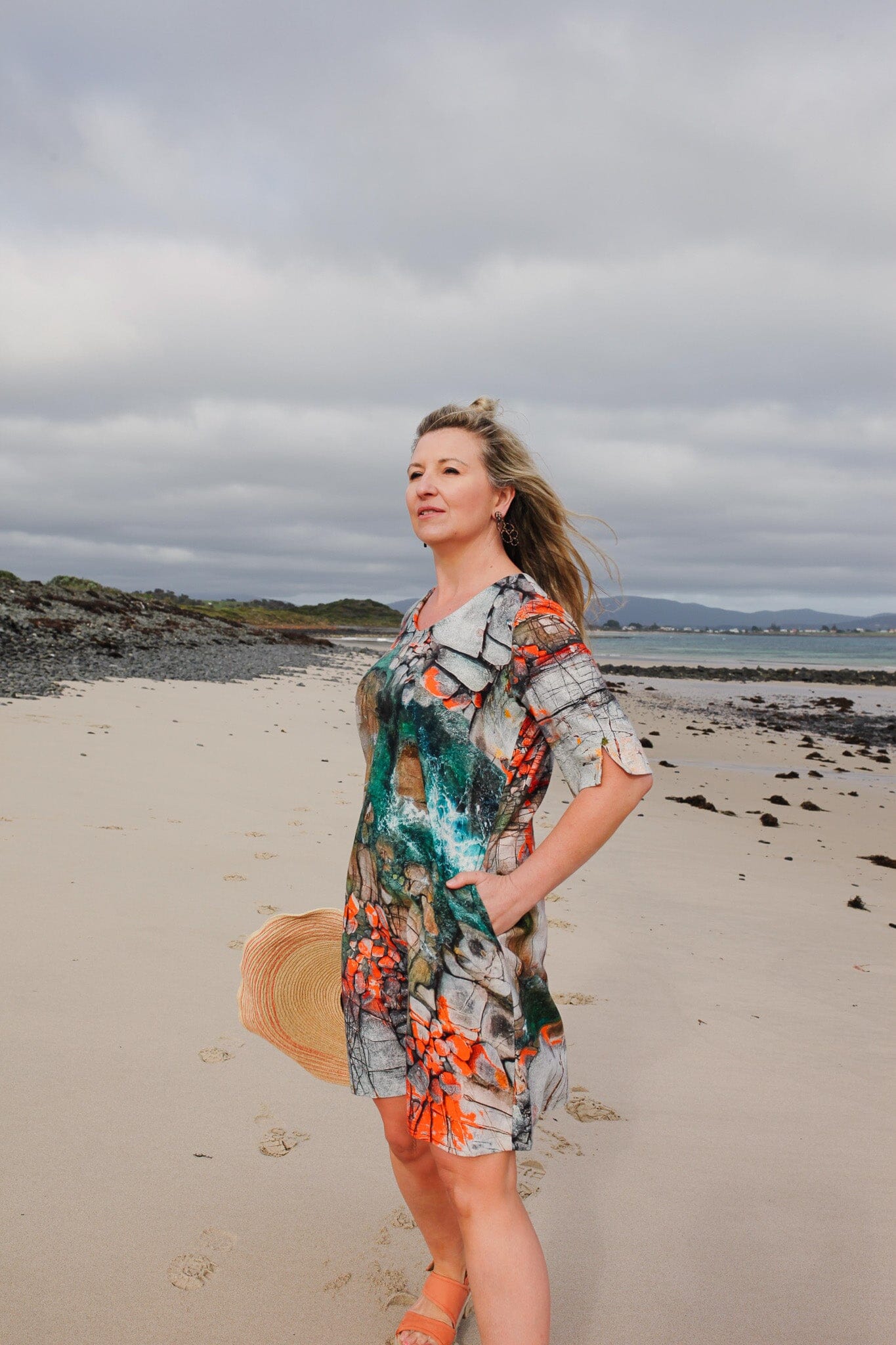 Venus Linen Tunic - Aerial Bay of Fires Dress The Spotted Quoll Studio 
