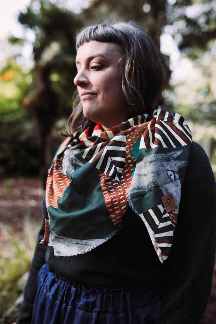 Organic Cotton Square Scarf - Lost Thylacine Scarves The Spotted Quoll 