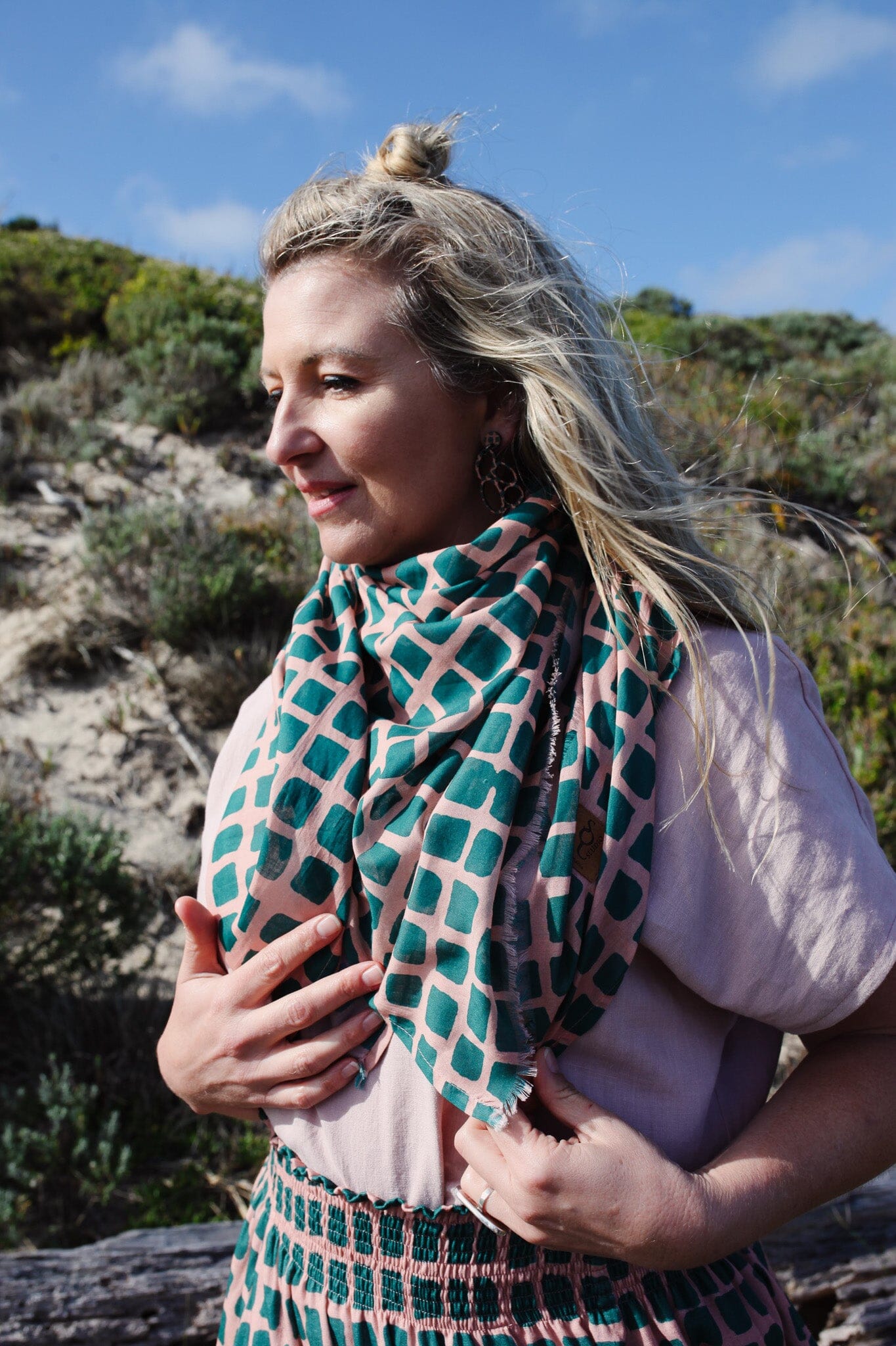Organic Cotton Square Scarf - Garden Party Scarves The Spotted Quoll 