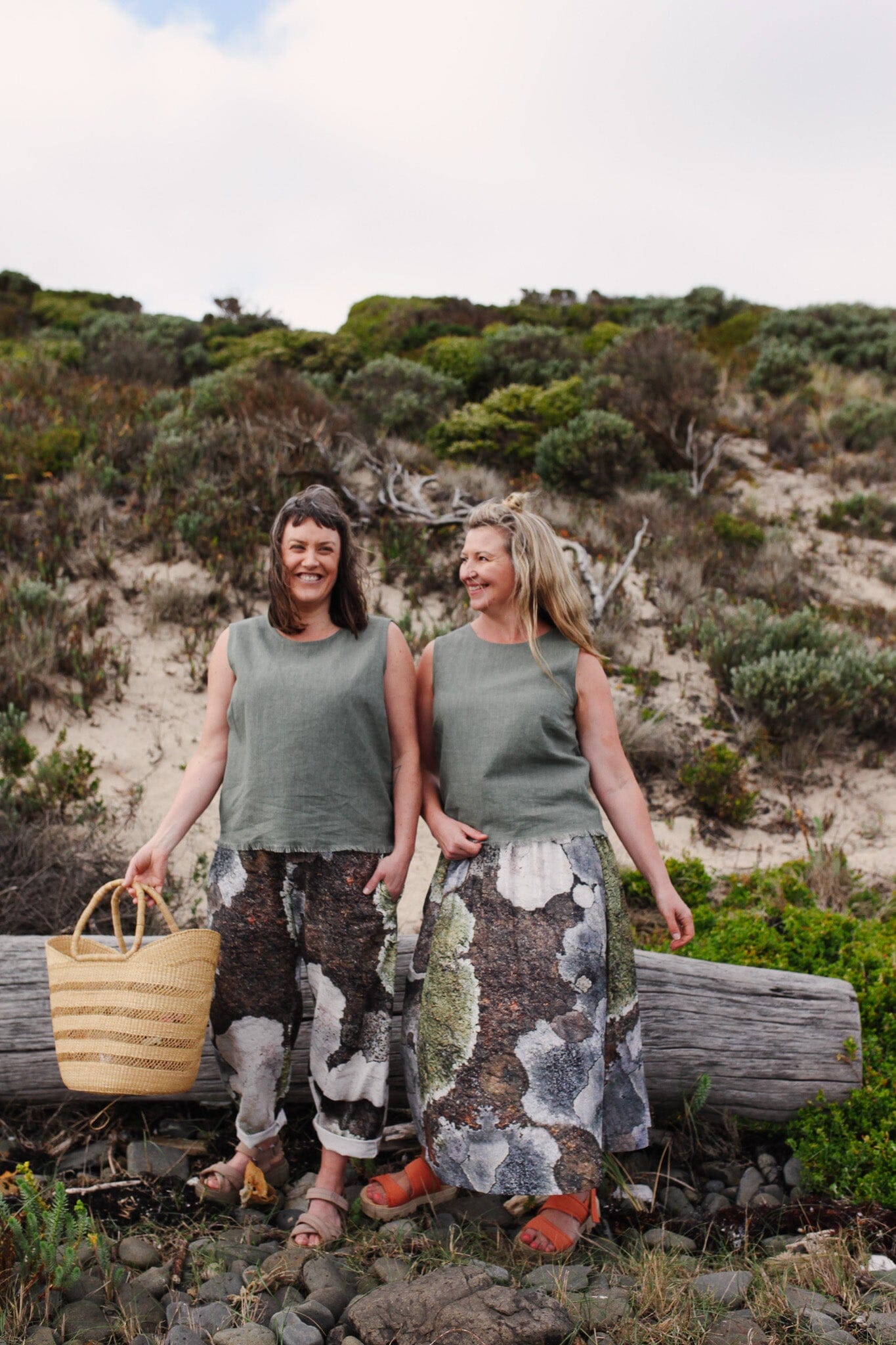 Frankie Shirred Skirt - Lichen Skirt The Spotted Quoll 