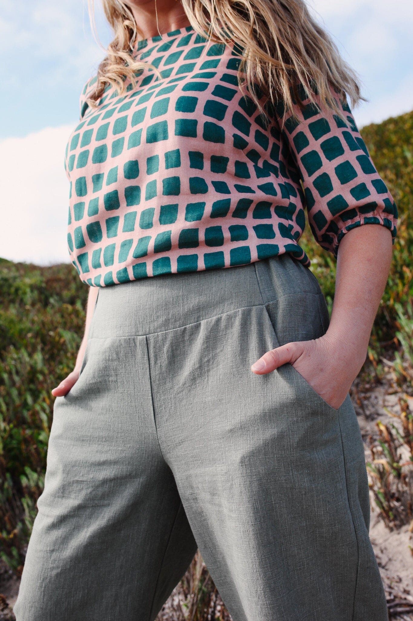 Lottie Culottes - Olive Linen Slub Pants The Spotted Quoll 