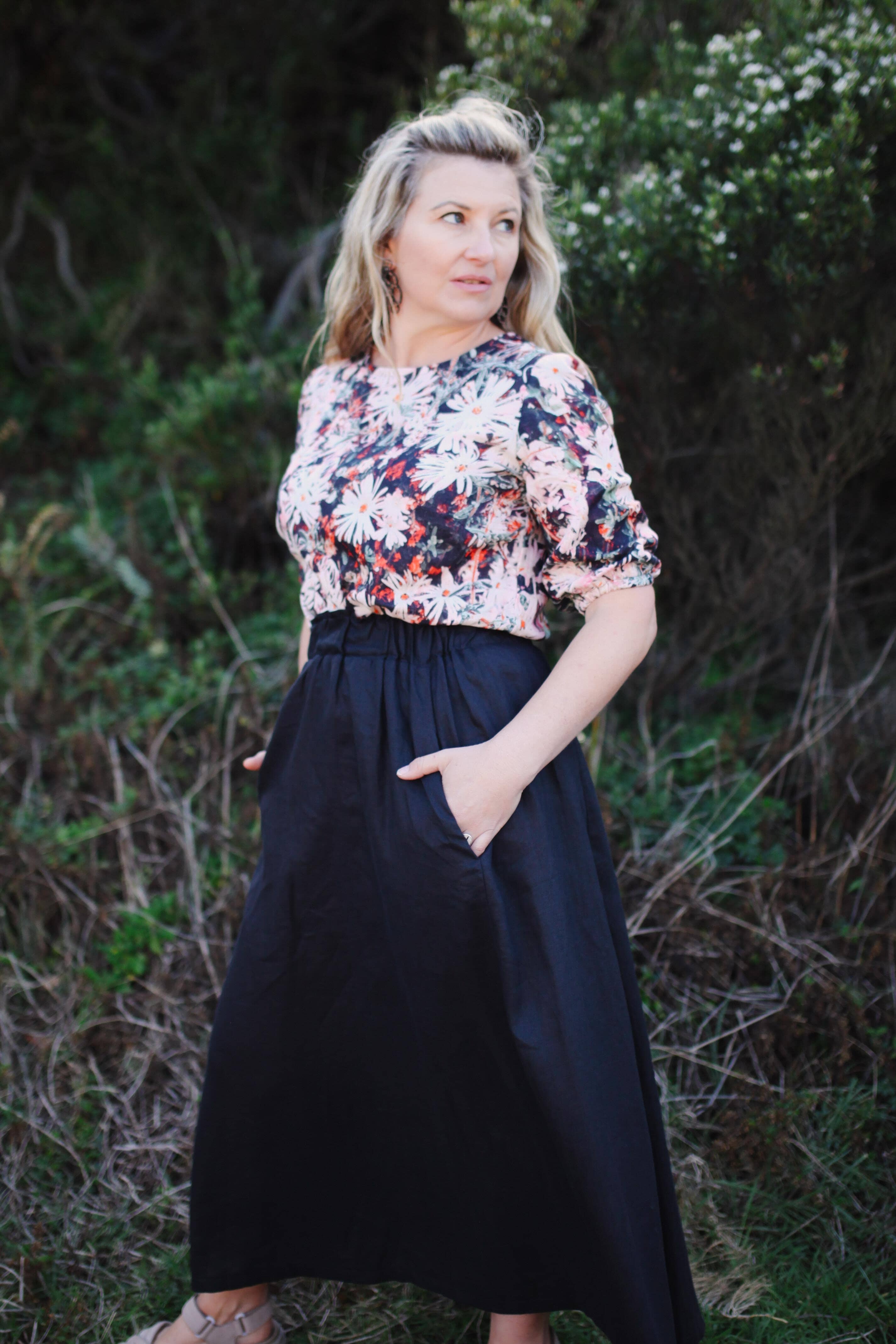 Franklin A-Line Black Linen - Staple Skirt The Spotted Quoll 