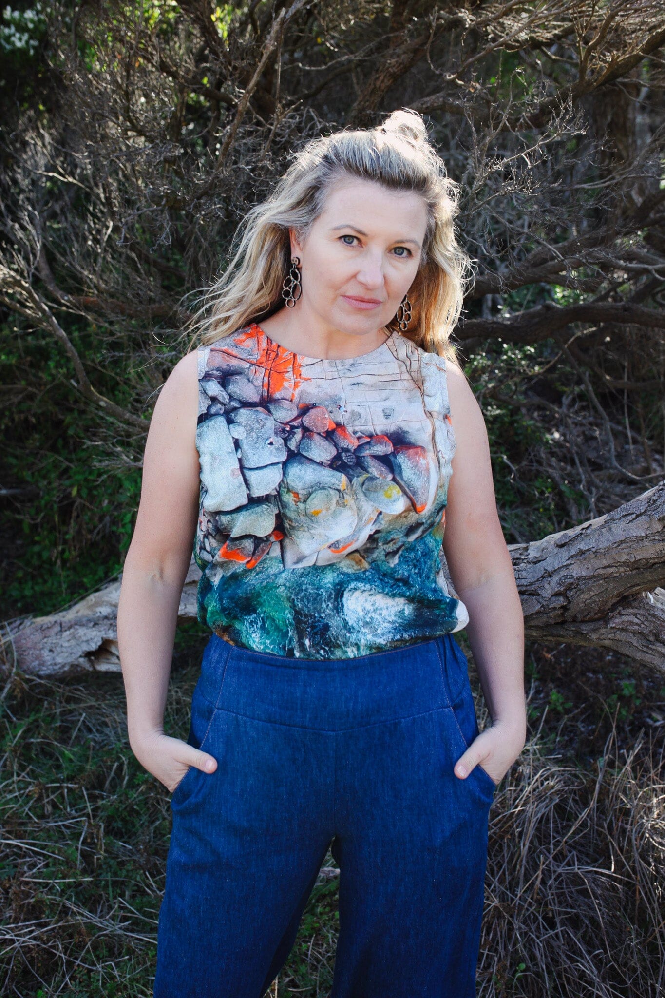 Organic Cotton Tank - Aerial Bay of Fires Shirts & Tops The Spotted Quoll 